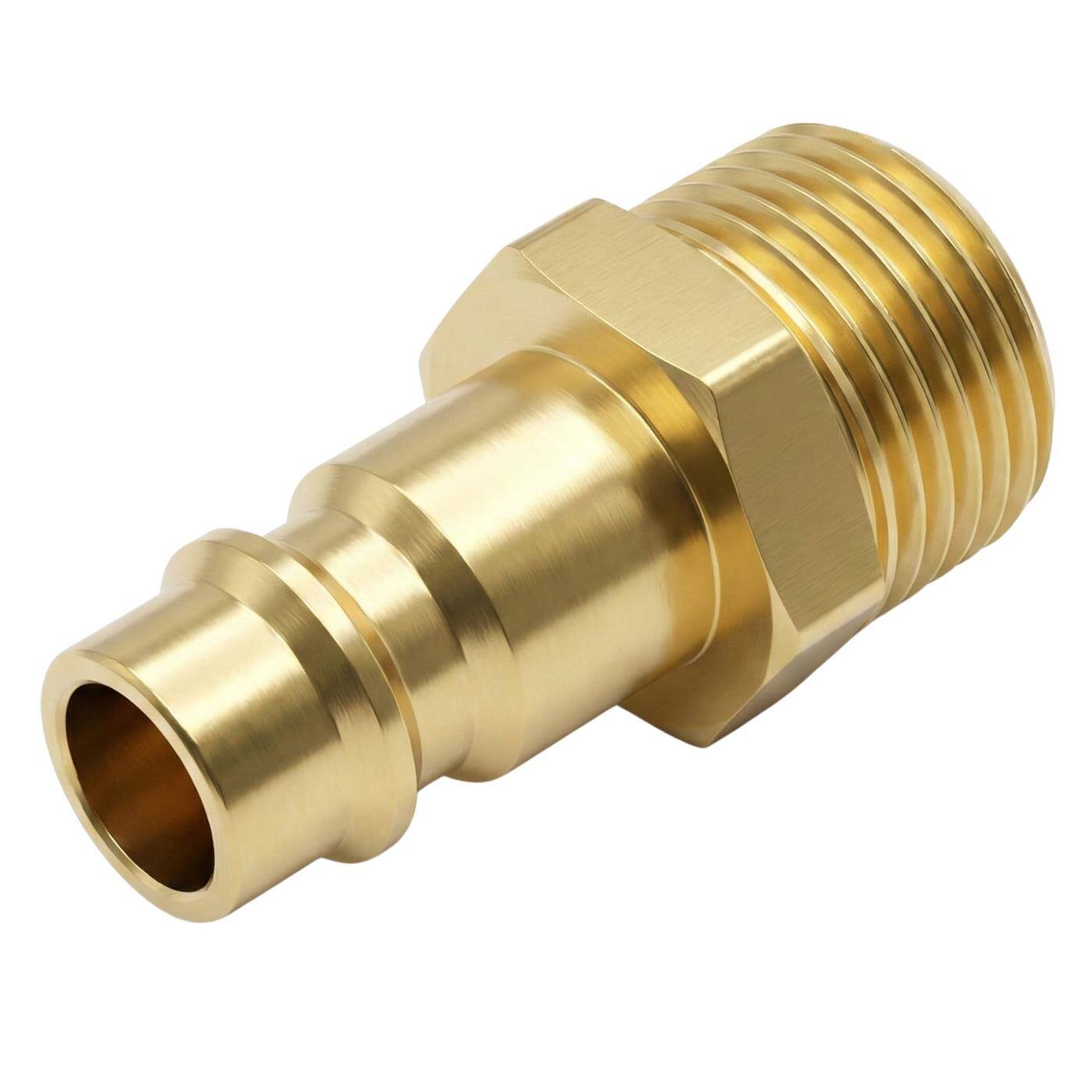 Coupling plug with external thread 3/8" made of brass Compressed air coupling plug Quick coupling for workshops, businesses and DIY enthusiasts