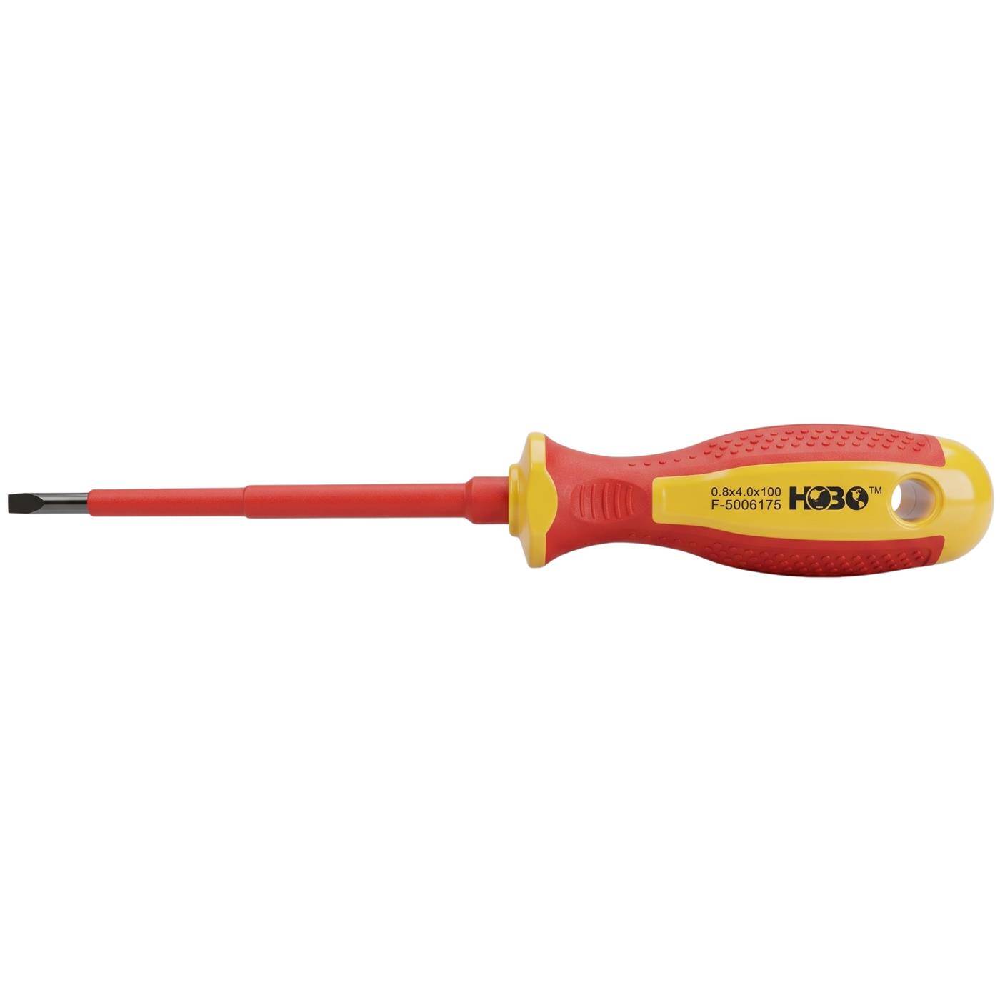 Lumonic VDE Flat-Blade Screwdriver, 4.0 x 100 mm, 1000 V — S2 steel, blued, magnetic tip, two-component handle, for terminals, switches, and control cabinets