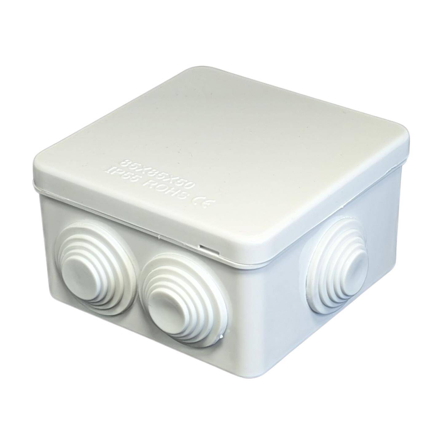 Verteilerdose Aufputz IP55 85x85x50mm 7 Öffnungen Abzweigdose Wasserdicht Weiß Anschlussdose Klemmdose