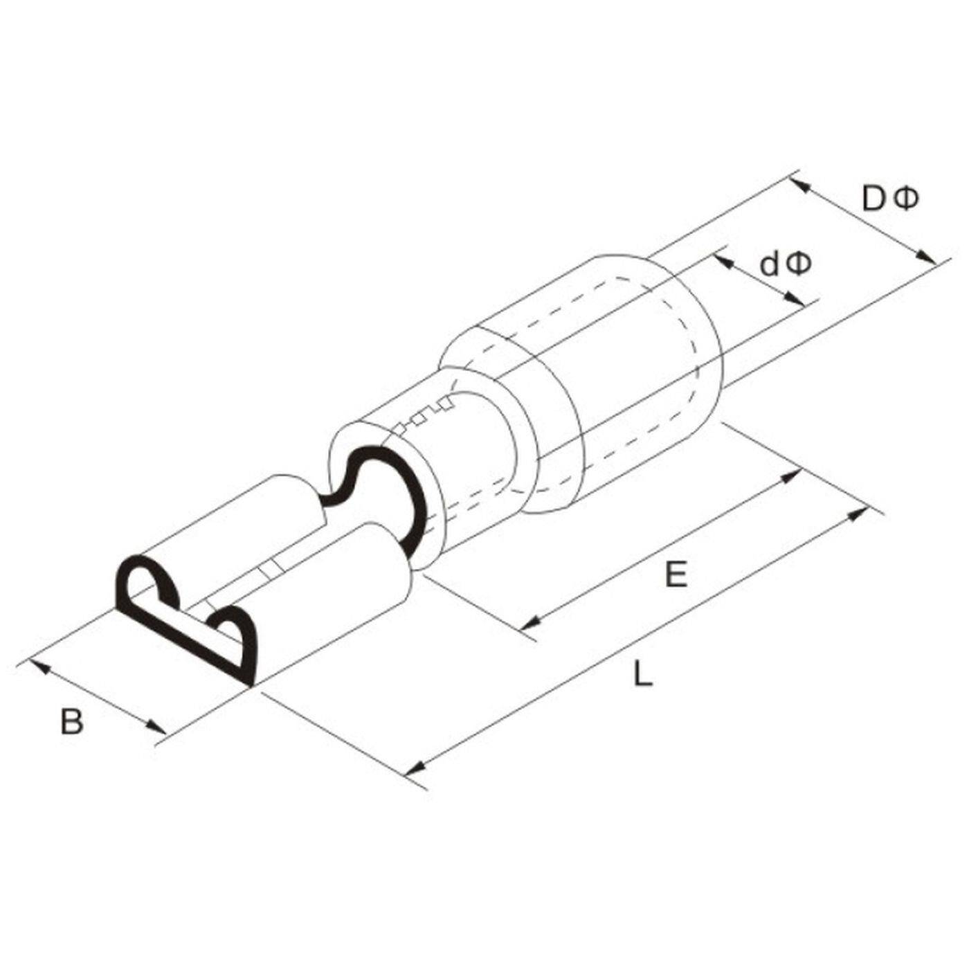 25x Flachsteckhülse teilisoliert 1,5-2,5mm² Steckmaß 0,8x6,4mm Blau für Flachstecker Messing verzinnt