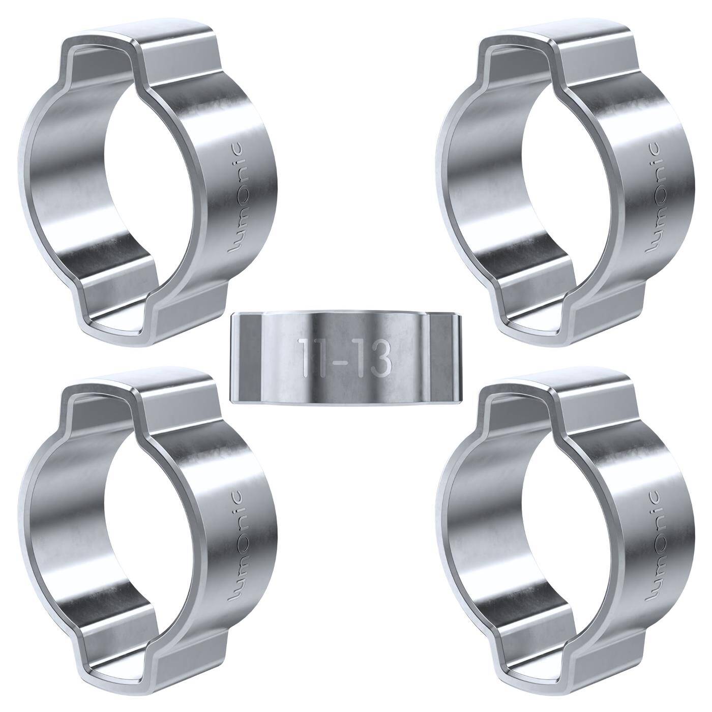 Lumonic I 5x 2-Ohr-Schelle 11-13mm I Stahl Verzinkt I Zweiohrschelle I Schlauchschelle I für Druckluft, Rohrsysteme, Garten, KFZ