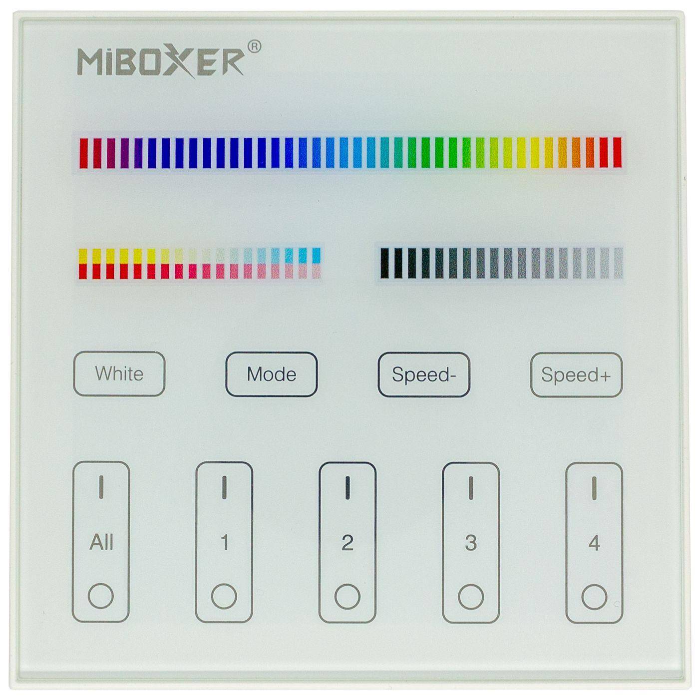 MiLight MiBoxer RGBW CCT LED 4-Zone Wand Touch Panel Controller Batterie 6-Pin; RGB+W CCT