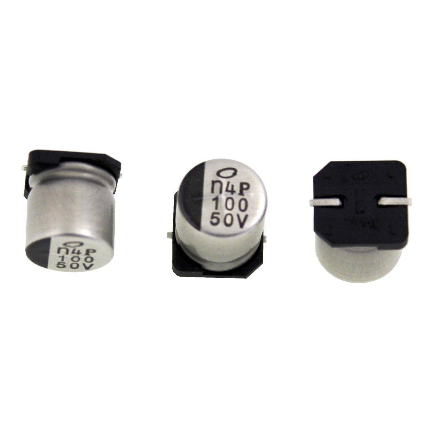 SMD Elko Kondensator 100µF 50V | Elektrolytkondensator bis zu einer Temperatur von 105°C | 10x10mm | 100uF UUX1H101MNQ1GS Nichicon