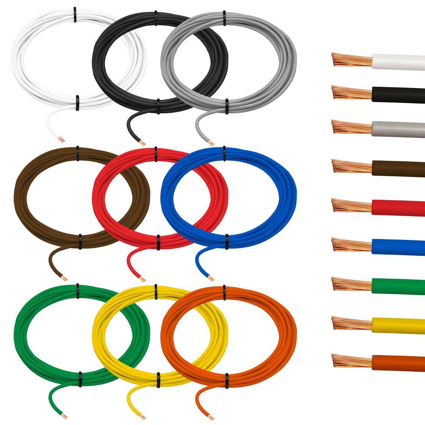1m FLRY Vehicle cable white 0,5mm² round Cable Stranded wire CAR Power cable