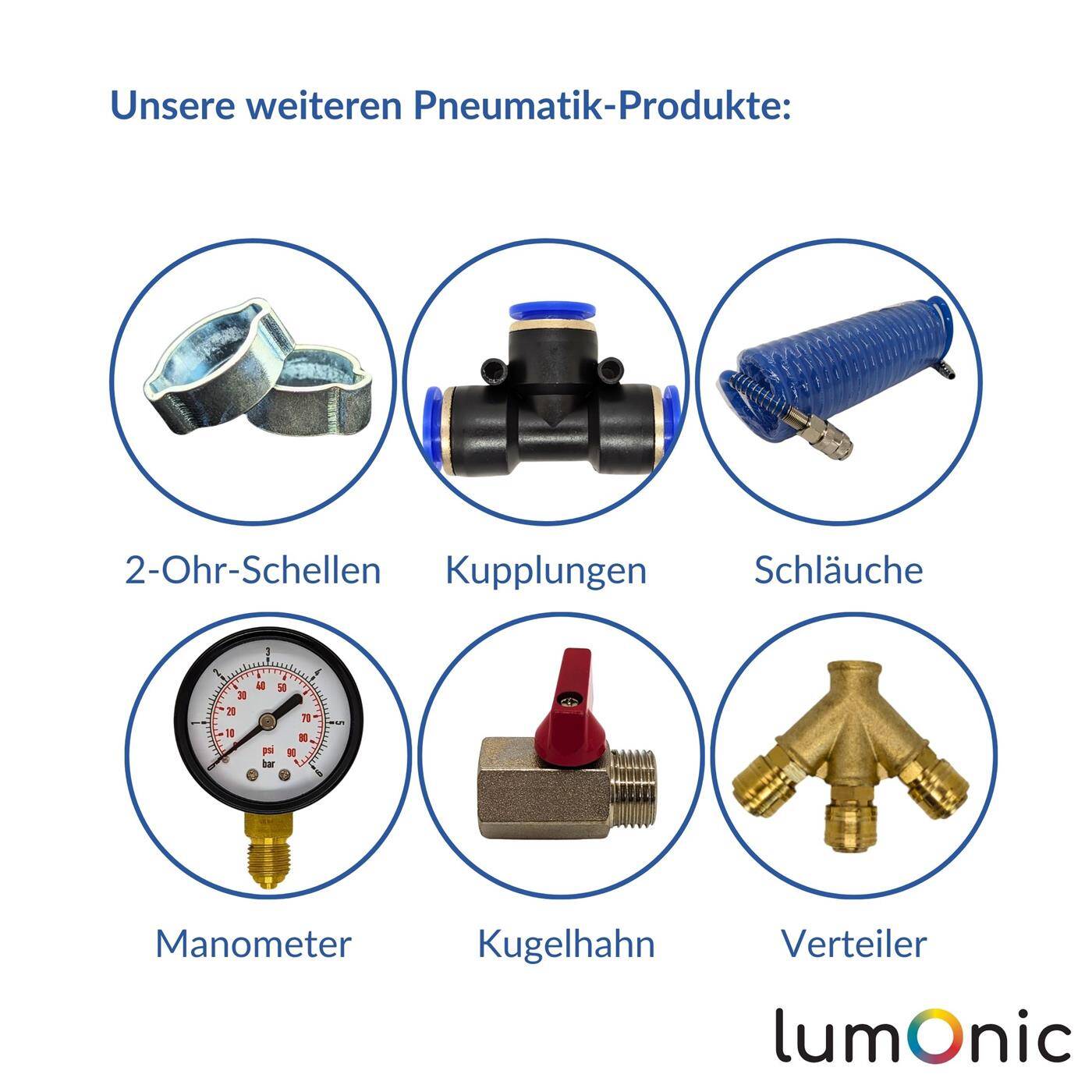 Lumonic I 50x 1-ear clip 6,5-7,5mm I V2A Stainless steel I Single ear clip I Hose clamp I for Compressed air, Pipe systems, Garden, CAR
