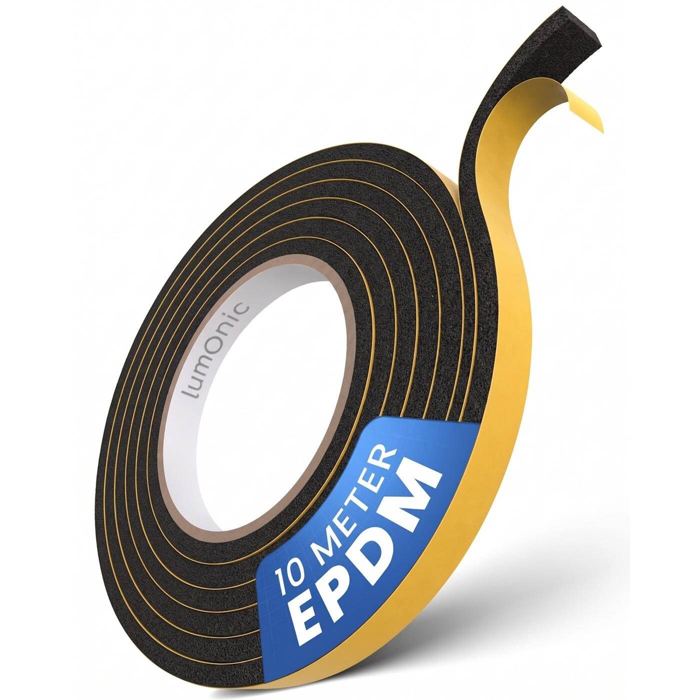 Lumonic 10m EPDM sealing tape Self-adhesive 20mm x 3mm | Foam rubber sealing tape for windows + doors | Window seal, door seal, rubber seal for cold protection