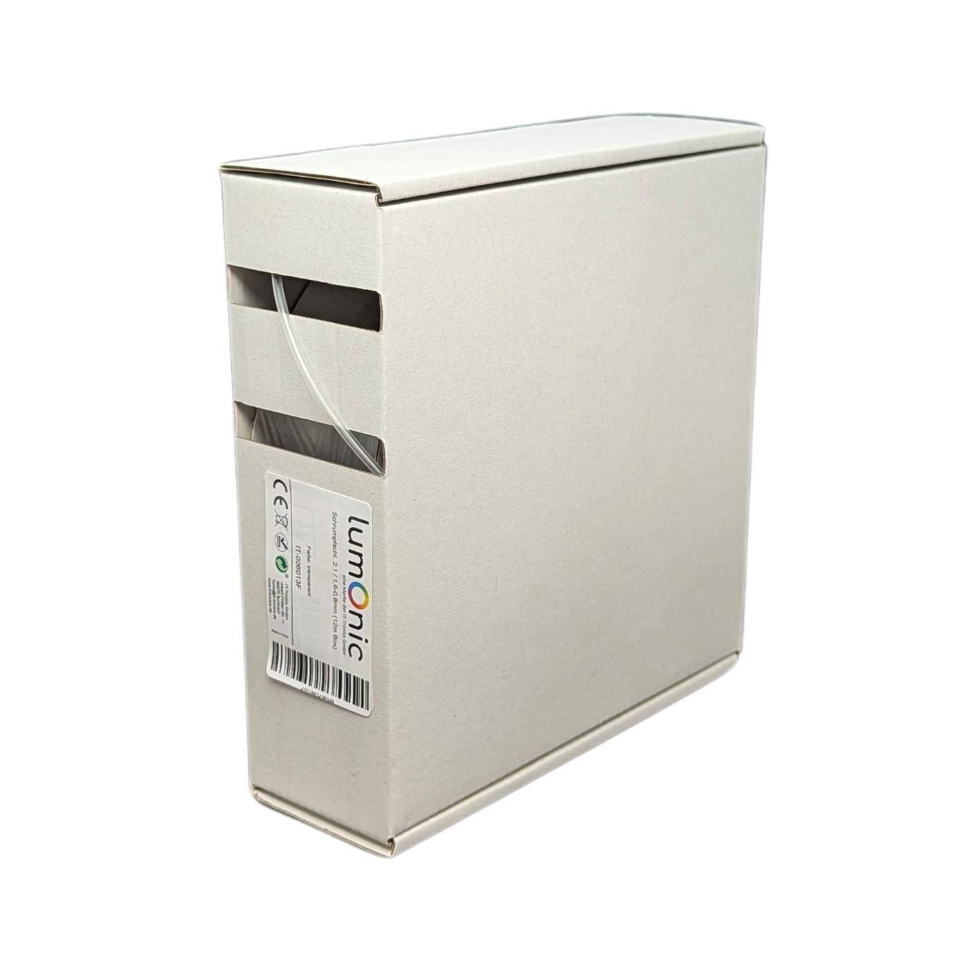 12m Heat shrink tubing Box 2:1 1,6 -> 0,8mm Transparent