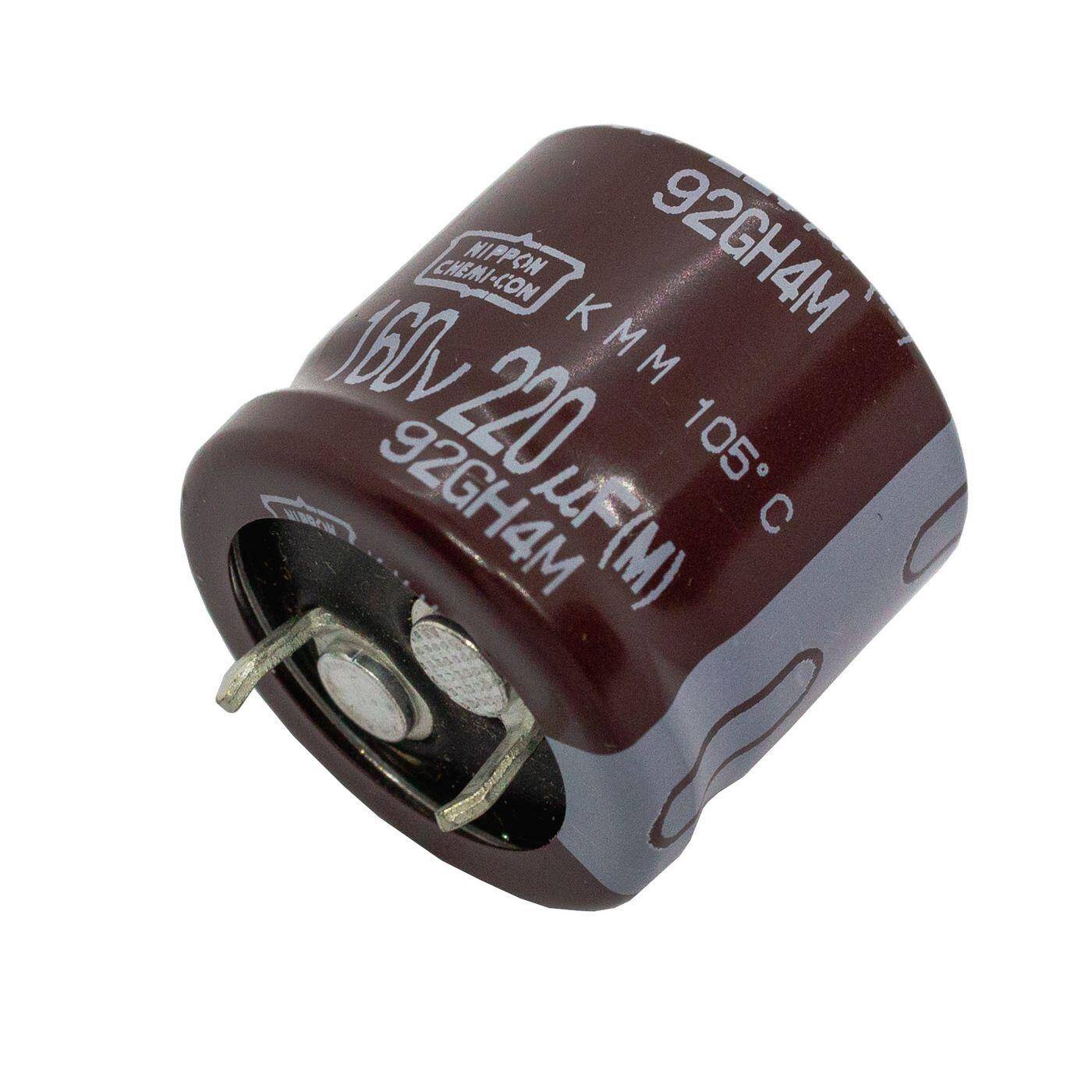 Snap-In Elko Kondensator 220µF 160V | Elektrolytkondensator bis zu einer Temperatur von 105°C | 22x20mm | 220uF EKMM161VSN221MP20S UCC