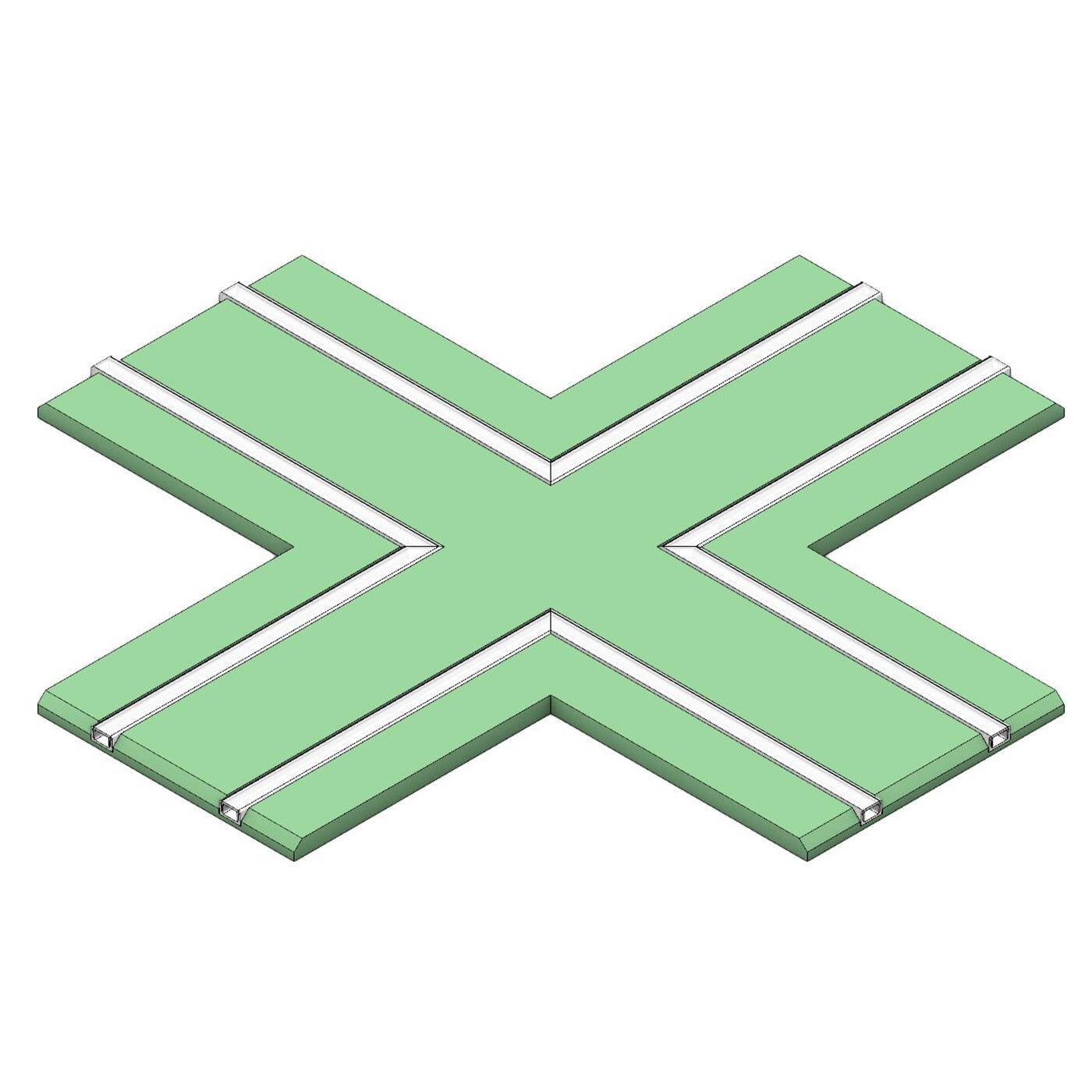 LED Trockenbau Paneel +-Form 2-läufig für 12mm Streifen