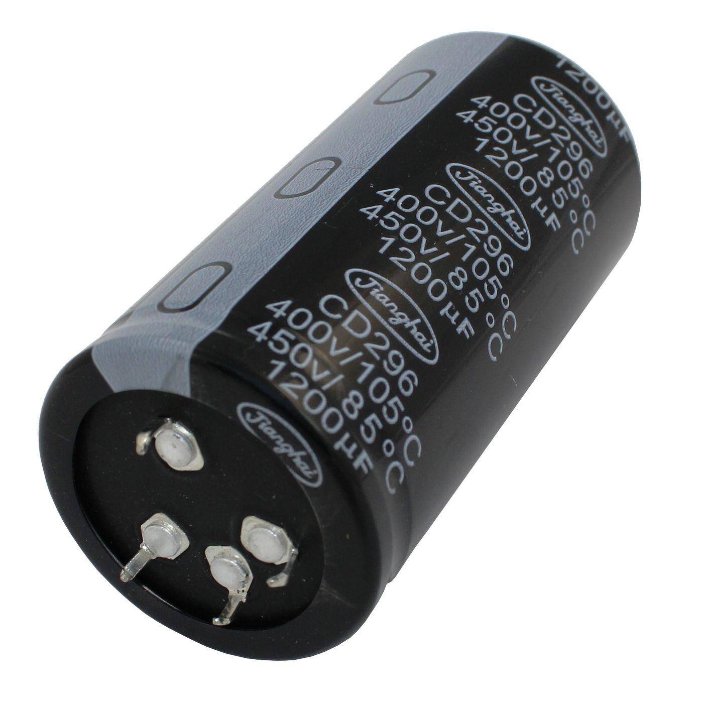 4-Pin Elko Kondensator 1200µF 450V | Elektrolytkondensator bis zu einer Temperatur von 85°C | 40x80mm | 1200uF ECS2GKC122QT4P44080 Jianghai
