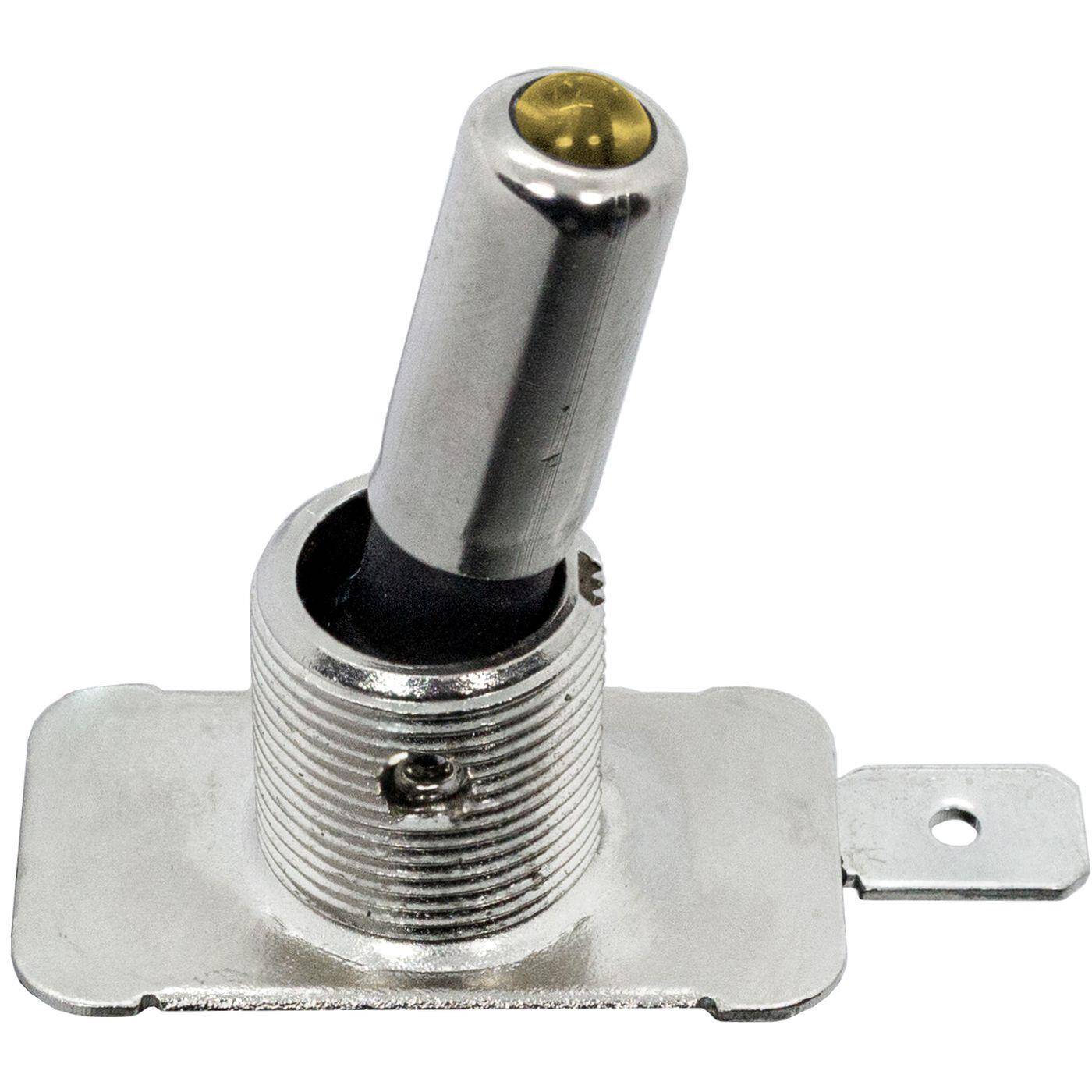Lumonic Edelstahl Wippschalter Ausschalter mit LED Gelb 12mm Durchmesser I 45x18x23mm mit einem 6,3x0,8mm Flachstecker I Geeignet für 20V 12A & -25°C bis +85°C