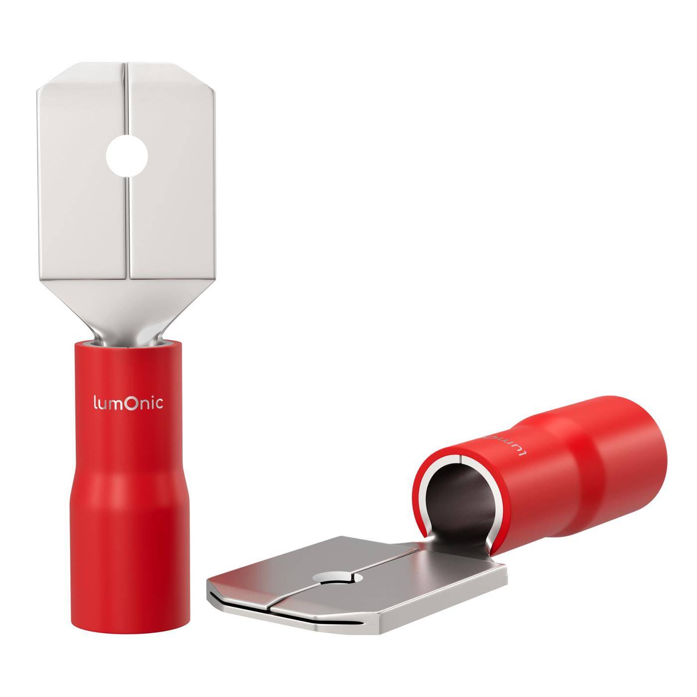 25x Flat plug partially insulated 0,5-1,5mm² Plug-in dimension 0,8x6,4mm Red Connectors Brass tinned