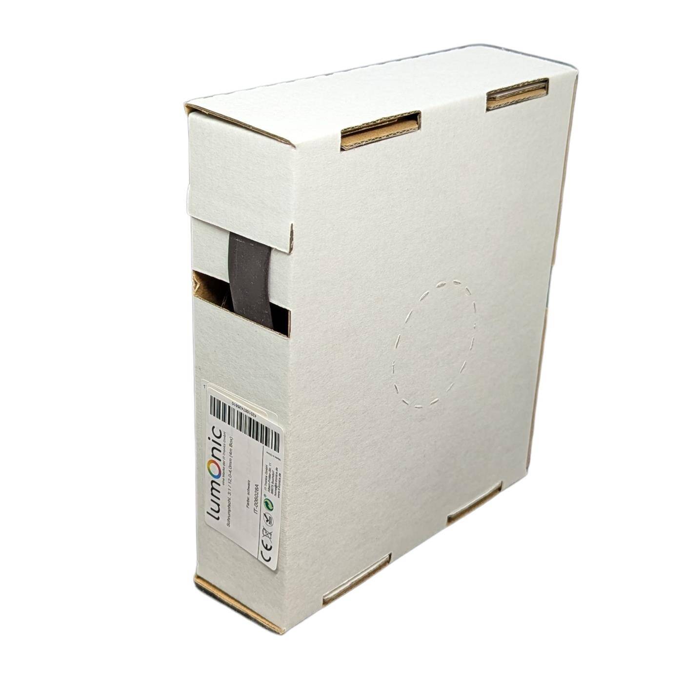 4m Heat shrink tubing Box 3:1 12 -> 4mm Black Flexible