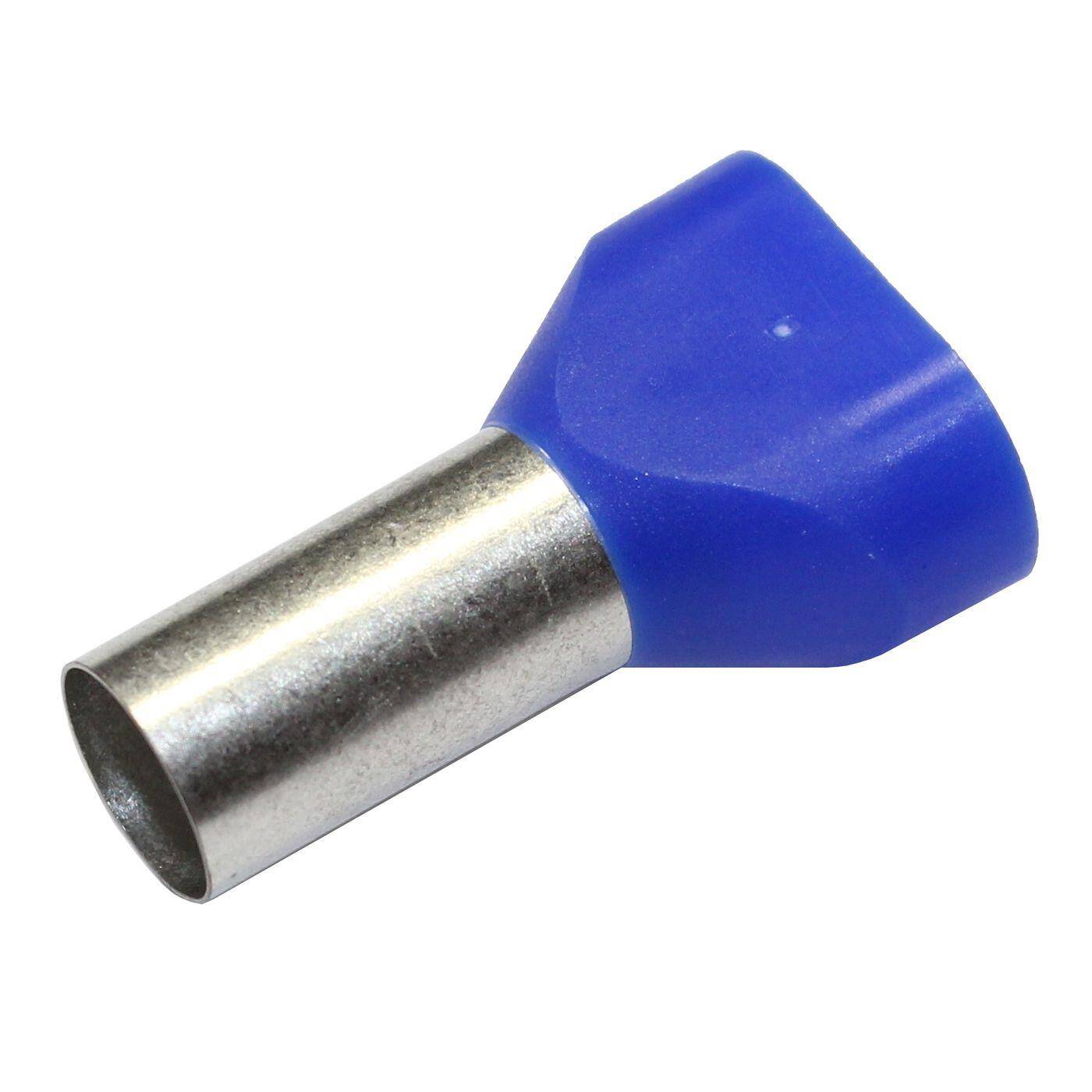 50x Twin Aderendhülse isoliert 2x 16mm² Blau Kupfer verzinnt 8,3x16mm Hülse