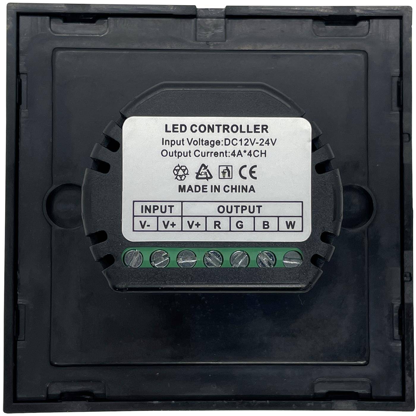 RGBW LED Wand Touch Panel Controller 12...24V 384W Glas Design Optik 5-Pin; RGB+W