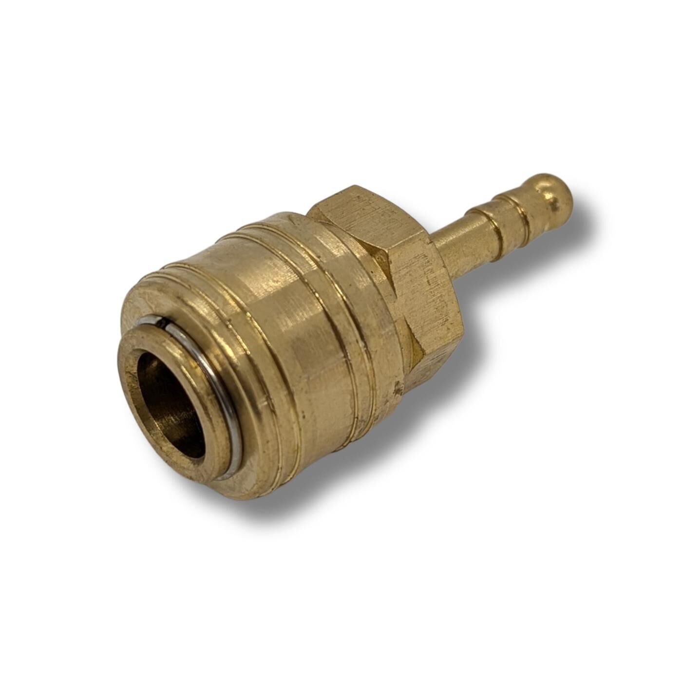 Coupling socket with hose nozzle I for 6mm hose I made of brass I Compressed air coupling socket I Quick coupling I for workshops, businesses and DIY enthusiasts