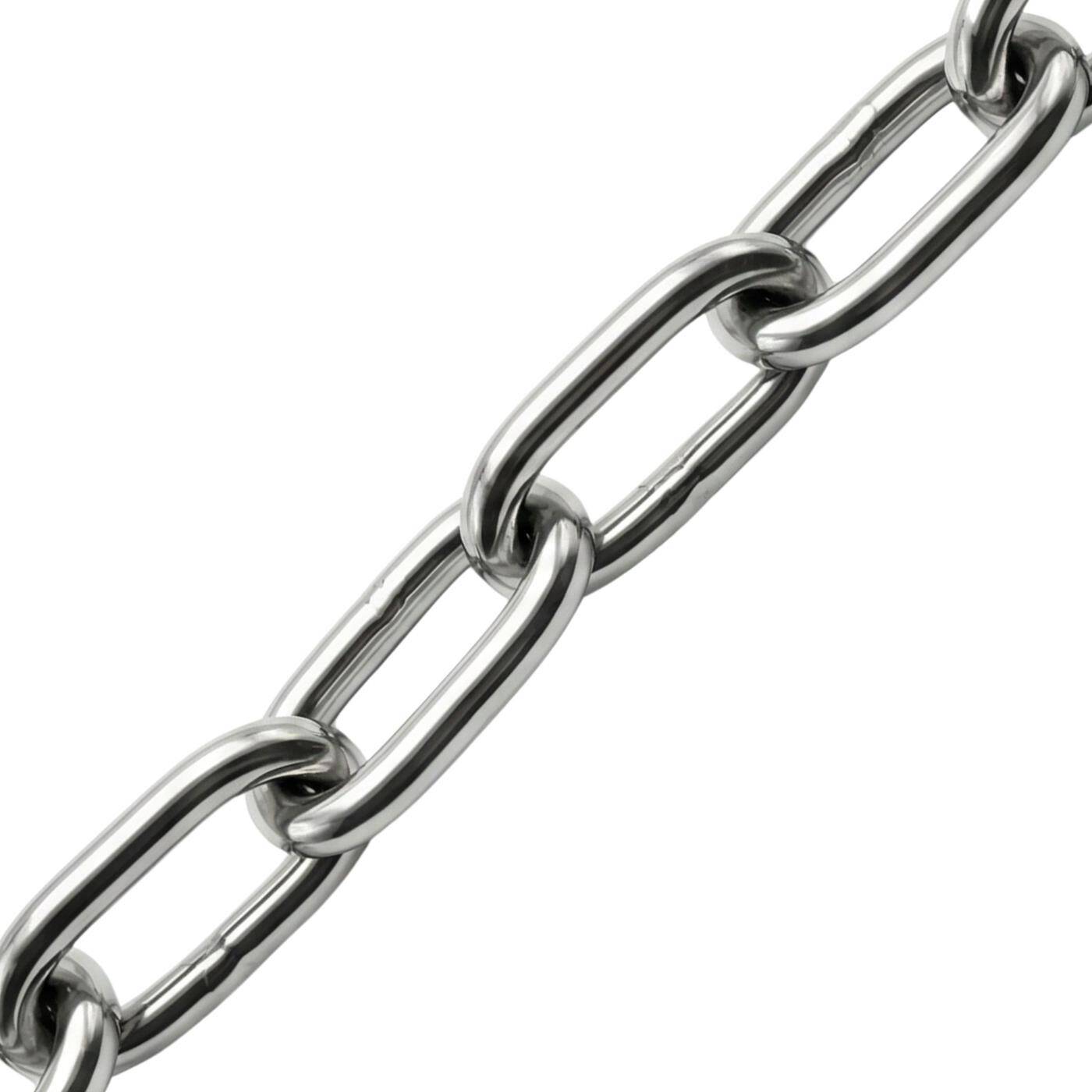 Lumonic 10m Chain V4A stainless steel | 6mm | Long-limbed | Stainless + seawater resistant | Rain chain, hanging basket, barrier chain