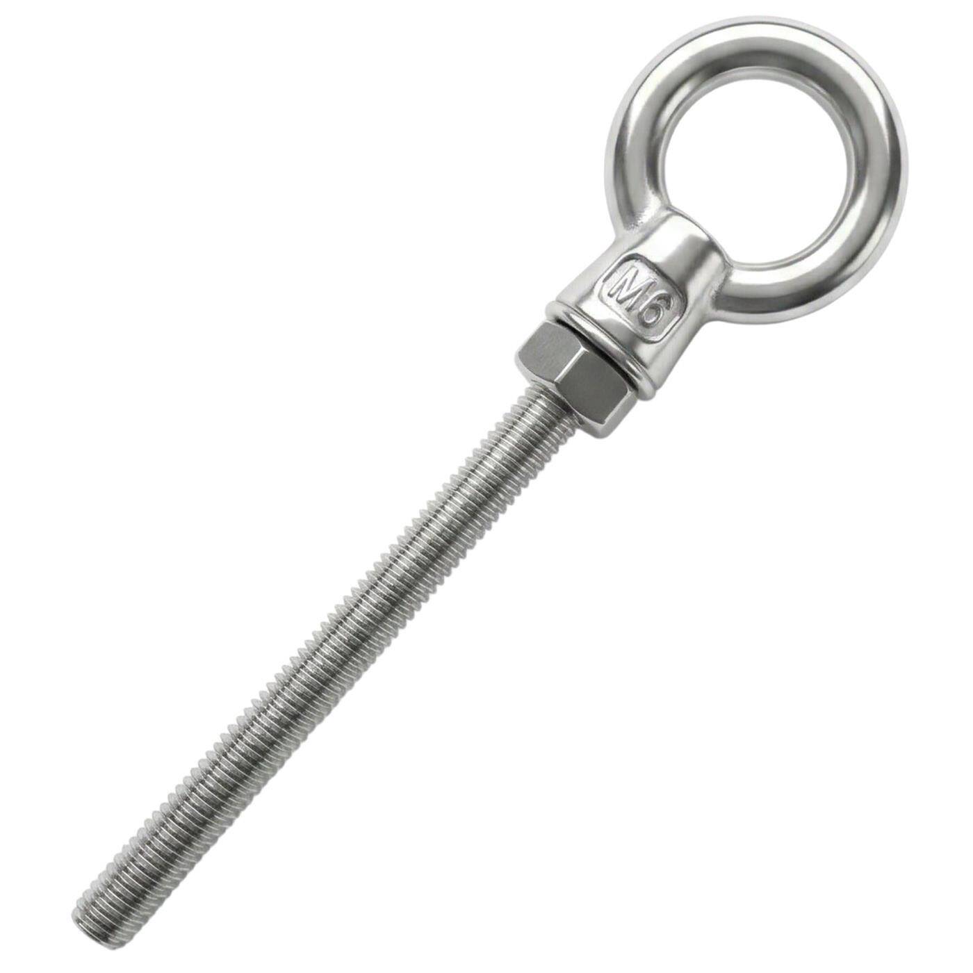 Eye bolt V2A stainless steel M6x80mm  Push-through mounting Eyebolt for awning hammock swing + chains incl. nut + washer