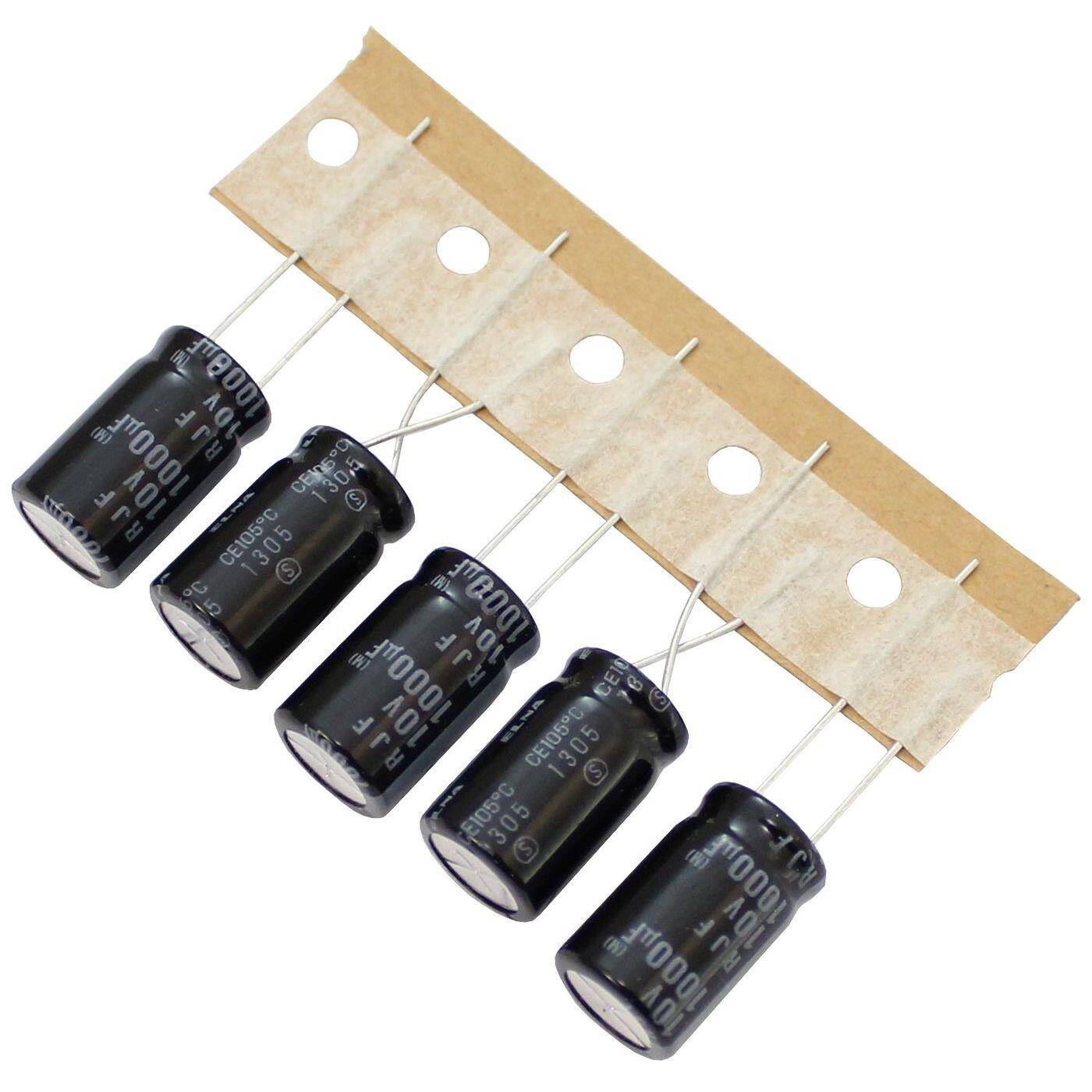 Elko Capacitor Radial 1000µF 10V | Electrolytic capacitor up to a temperature of 105°C | 10x16mm | 1000uF RJF-10V102MH4#T4 Elna
