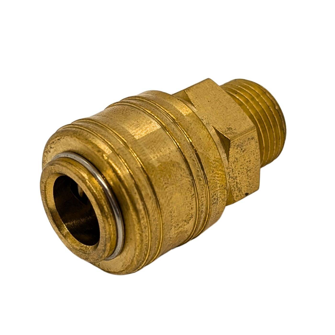 Coupling socket with external thread 3/8" made of brass Compressed air coupling socket Quick coupling for workshops, businesses and DIY enthusiasts
