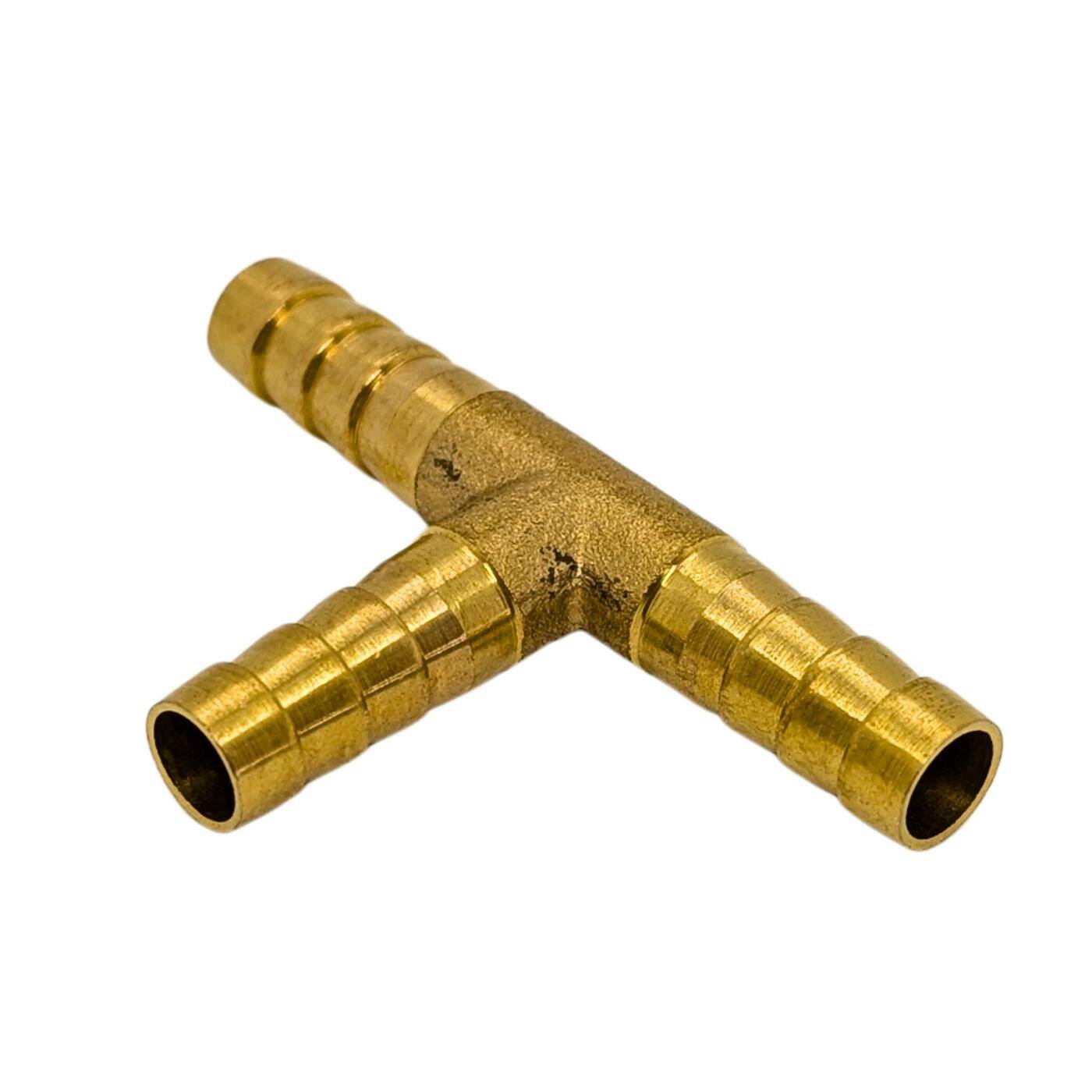 T-Schlauchverbinder für 6mm (1/4") Schlauch aus Messing T-Verbinder T-Stück mit Dornenprofil Druckluft & Wasser für Werkstätten, Betriebe und Heimwerker