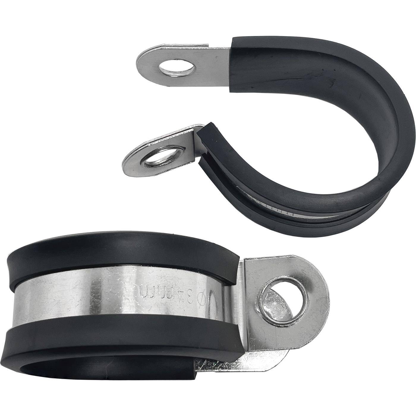 10x P-Clip Leitungsschelle Edelstahl V2A mit Gummi 34mm Rohrschelle Befestigungsschelle