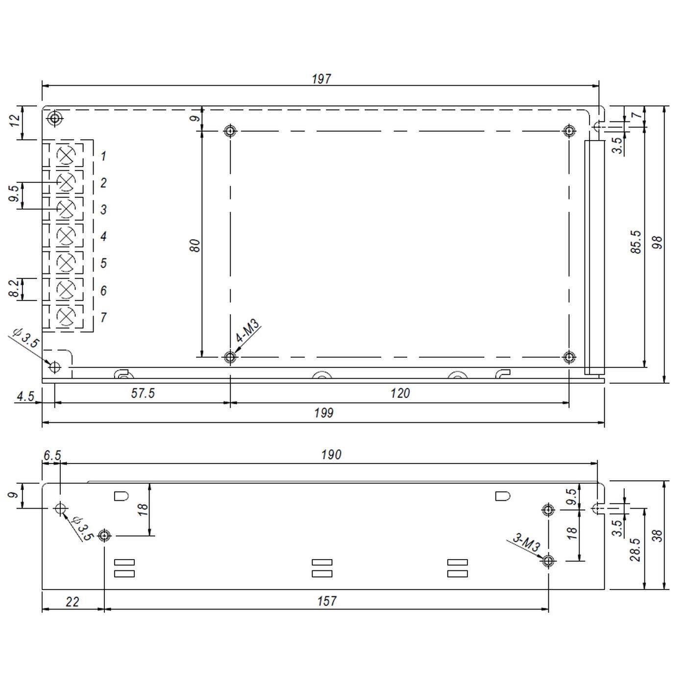 RS-150-3,3 100W 3,3V 30A Industrielles Netzteil RS-150-3,3 100W 3,3V 30A Industrielles Netzteil