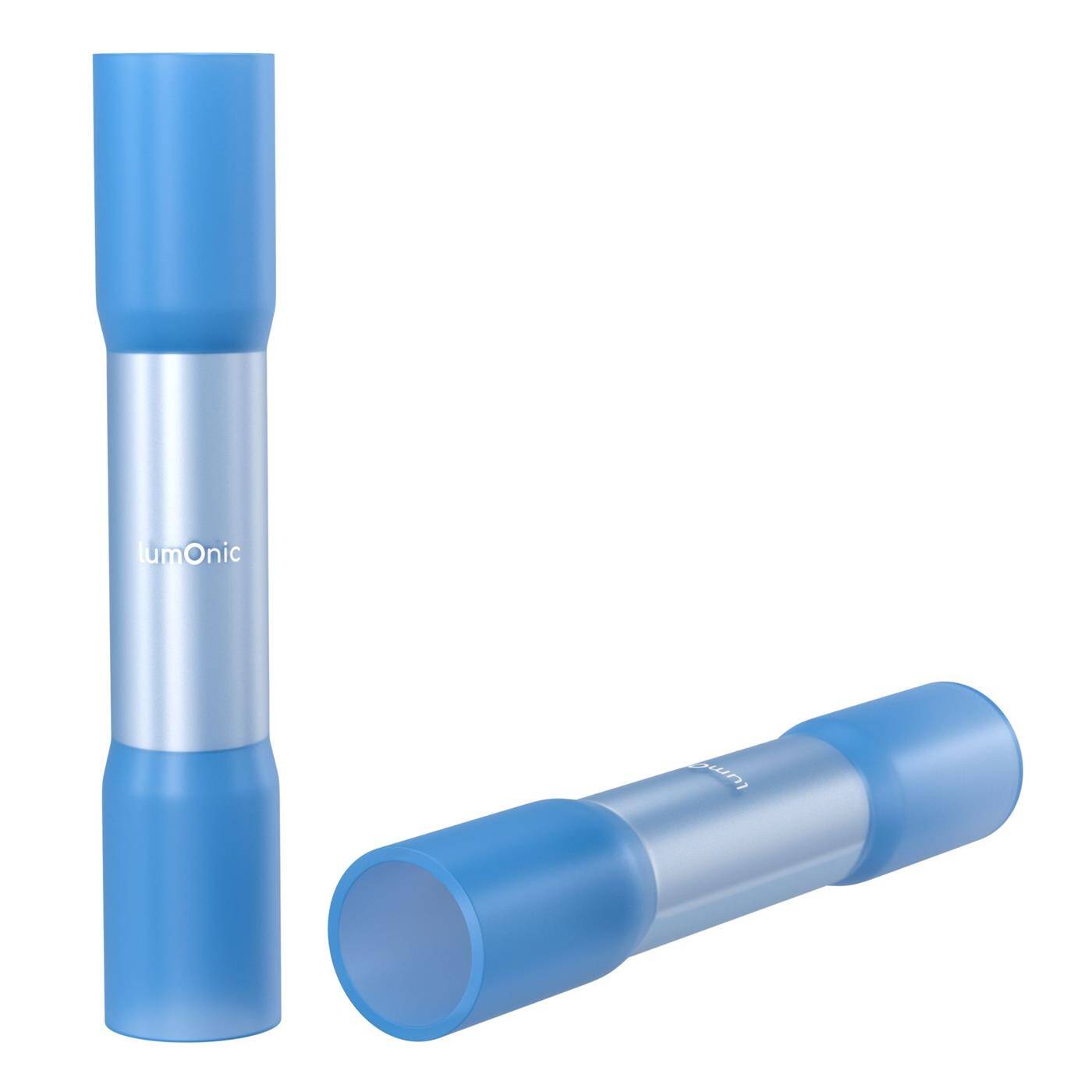 Lumonic 25x Shrink-fit butt connectors Waterproof | 1,5-2,5mm² Blue | without soldering | Cable connector with heat-shrink tubing + adhesive for automotive, garden &amp; electrical applications | for cable repair