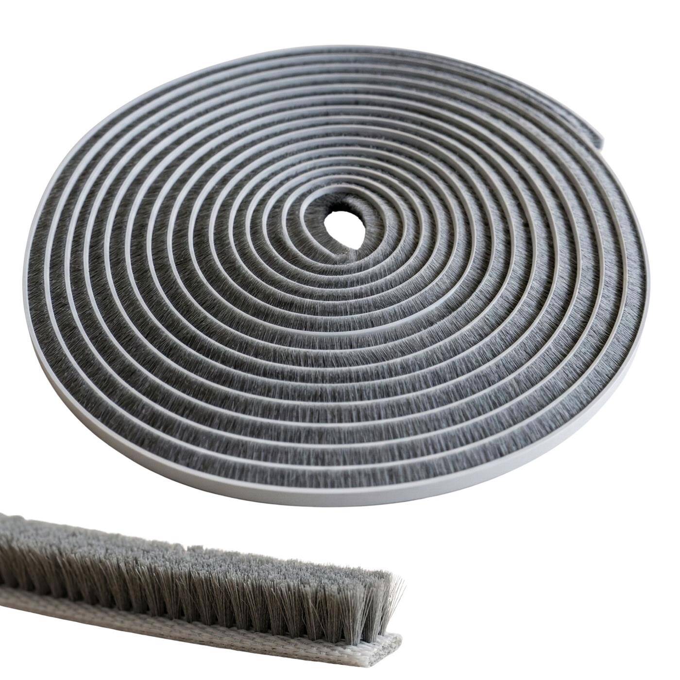 Lumonic 10m Brush seal gray 6mm | Self-adhesive + Can be cut to size | Draught excluder, cold protection, insect screen for windows, doors, cupboards