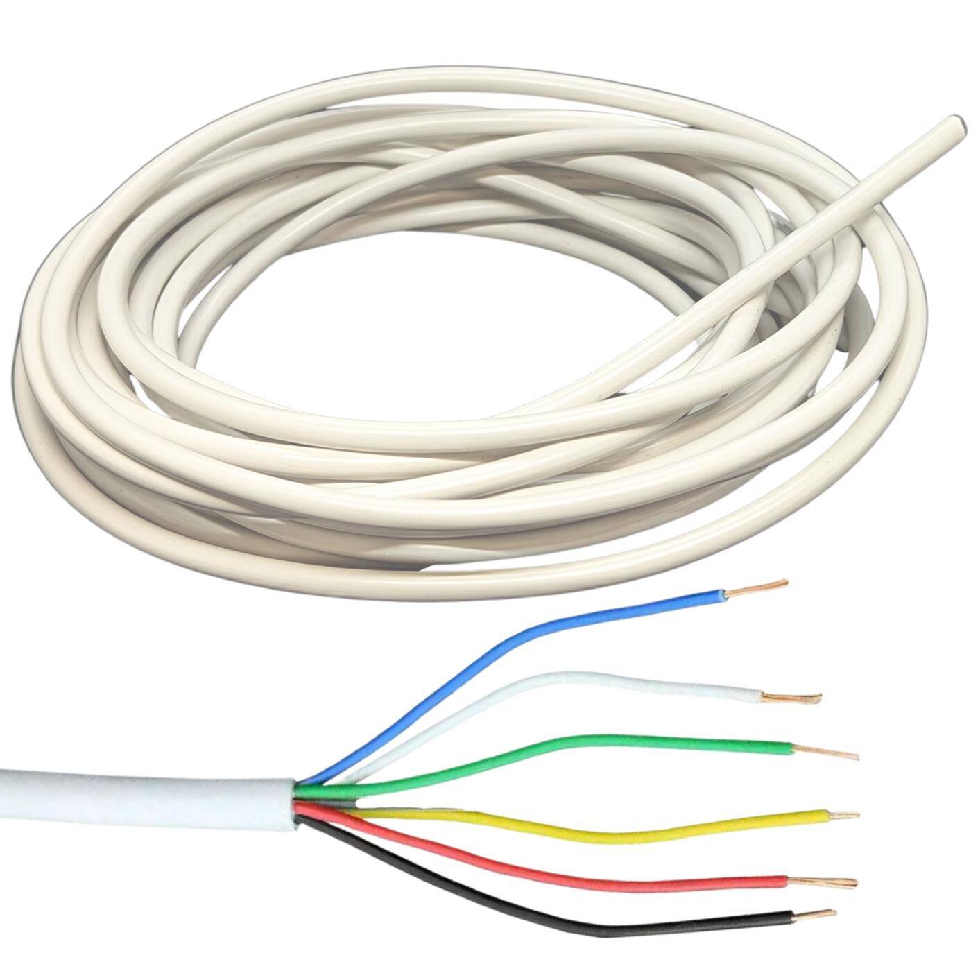 1m RGBW CCT LED Control cable 6x 0,34mm² LiYY Extension 6 wire Power cable White