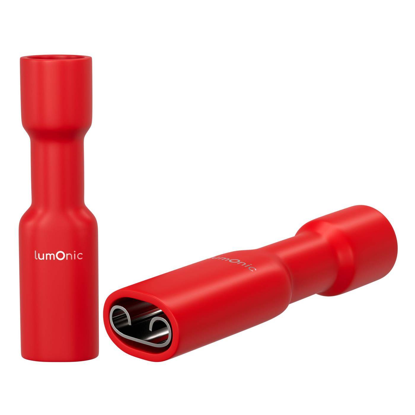 Lumonic 25x Flat receptacle 0,5-1,5mm²  | for flat plug 0,8 x 2,8mm | Fully insulated | Cable connector without soldering | Tin-plated brass cable lug | Automotive, mechanical engineering