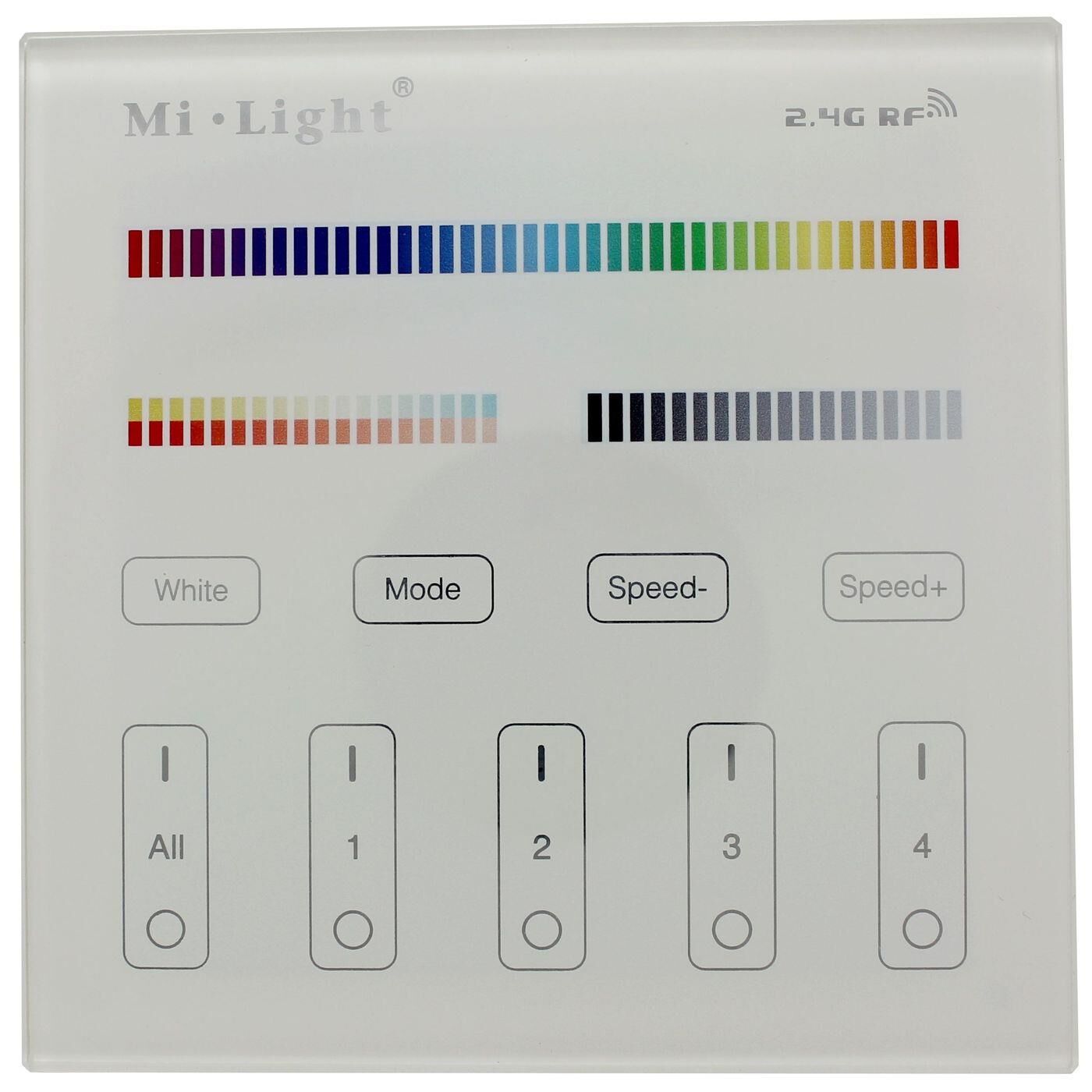 MiLight MiBoxer RGBW CCT LED 4-Zone Wall Touch Panel Controller 230V for colour changing strips 6-Pin