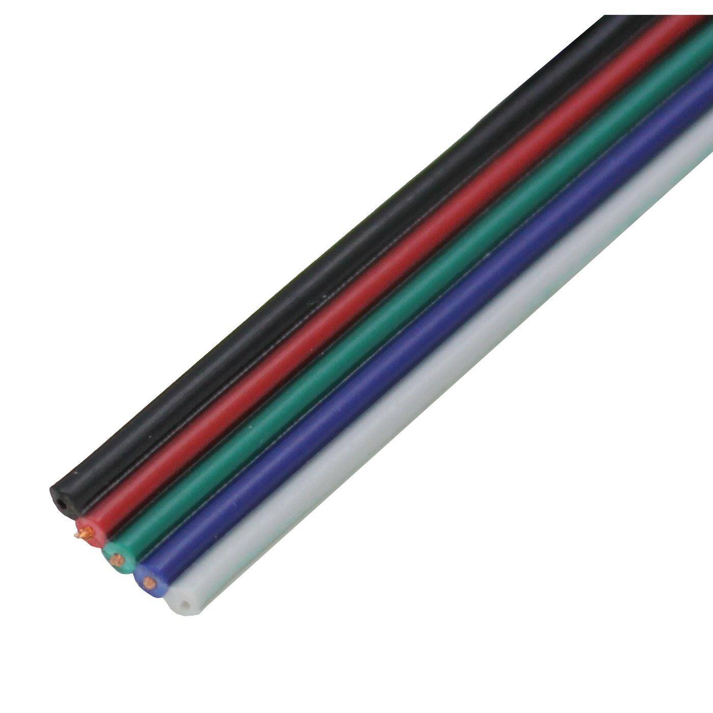 20m RGBW LED Verlängerungskabel Flachleitung Rot Grün Blau Weiß Schwarz