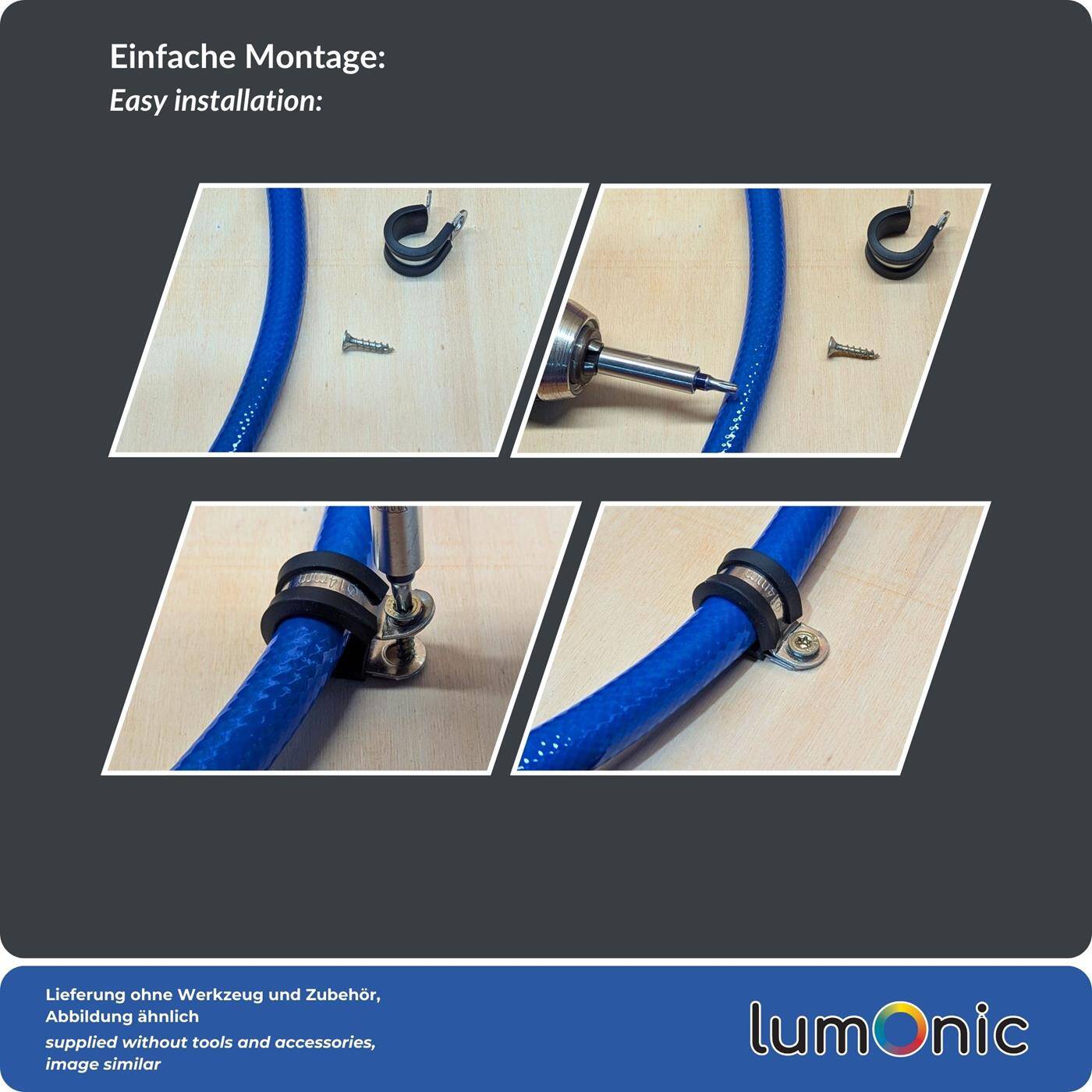 5x P-Clip Leitungsschelle Edelstahl V2A mit Gummi 25mm Rohrschelle Befestigungsschelle