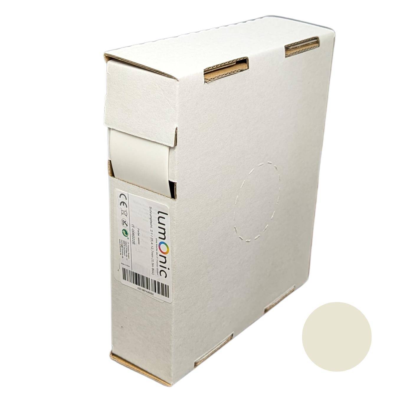 3,3m Schrumpfschlauch Box 2:1 25,4 -> 12,7mm Weiß Flexibel
