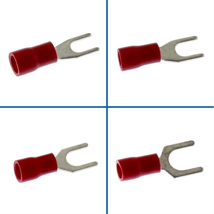 25x Gabelkabelschuh teilisoliert 0,5-1,5mm² Lochdurchmesser M3 Rot Ringzunge Kupfer verzinnt