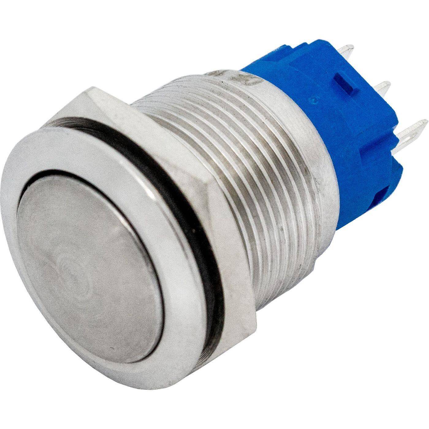 Stainless steel Push button domed Ø19mm IP65 2,8x0,5mm Pins 250V 3A Vandal-proof