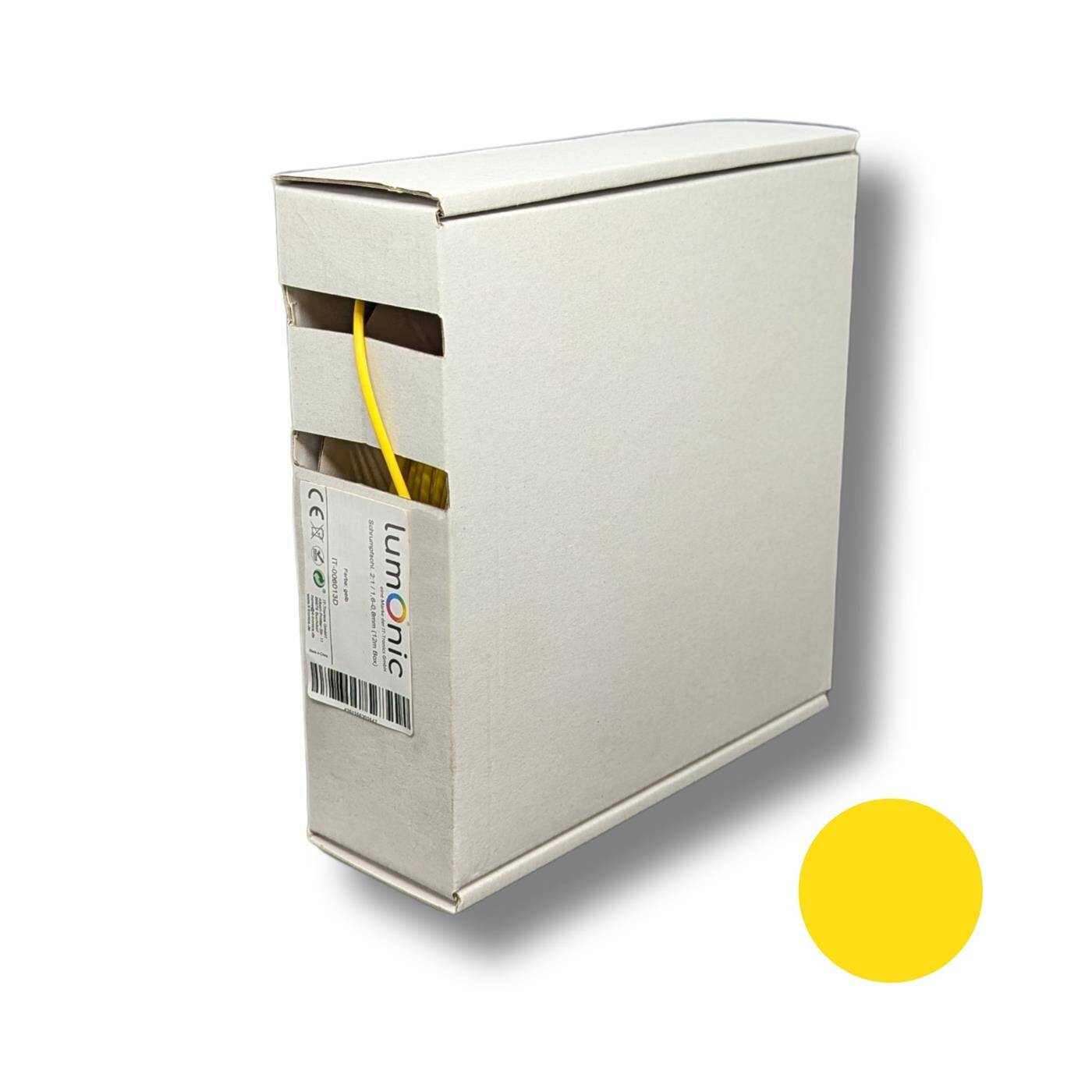 12m Heat shrink tubing Box 2:1 1,6 -> 0,8mm Yellow Flexible