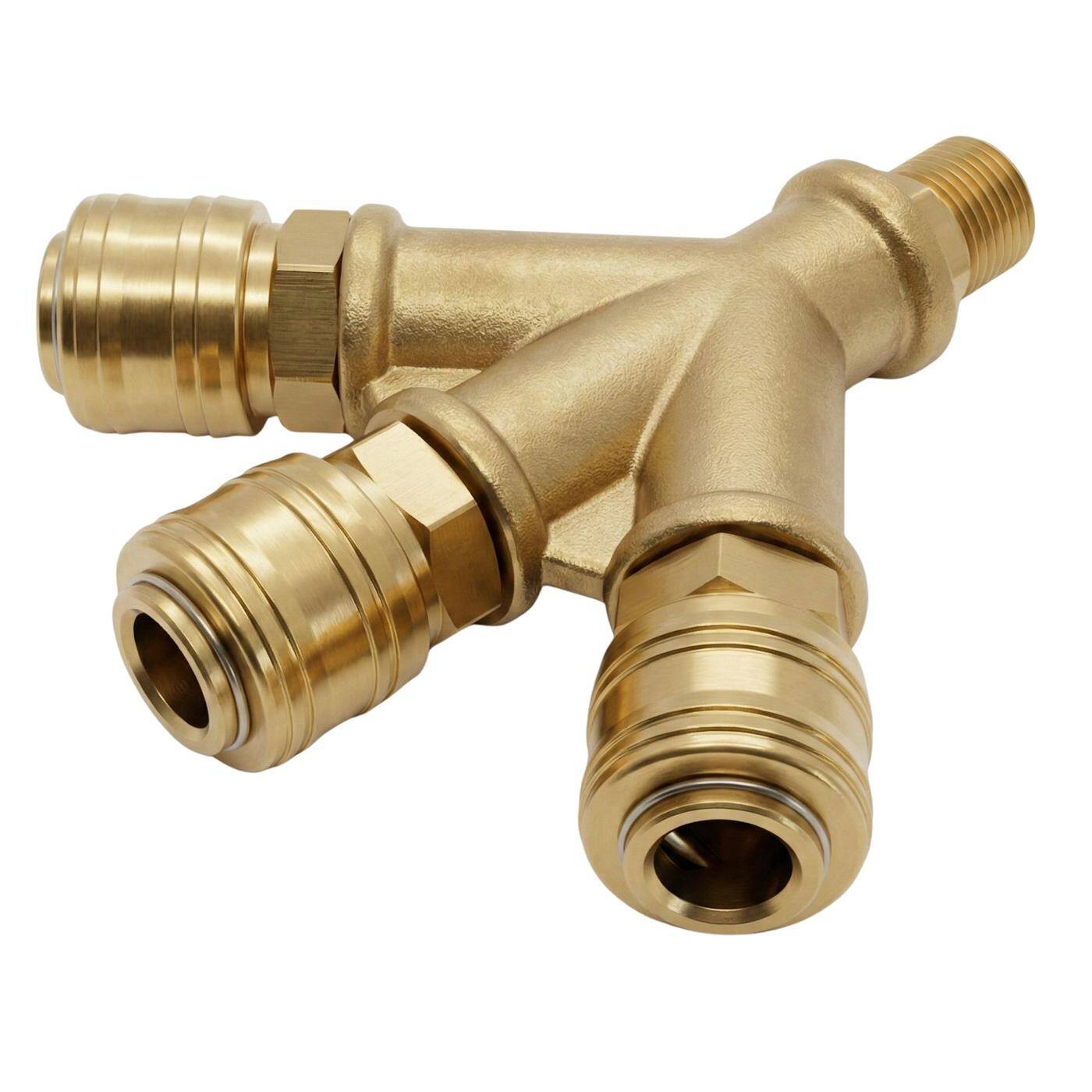Compressed air distributor 3-fold with external thread 3/8" made of brass Compressed air distributor Compressed air diverter Quick coupling Multiple distributor for workshops, businesses and DIY enthusiasts