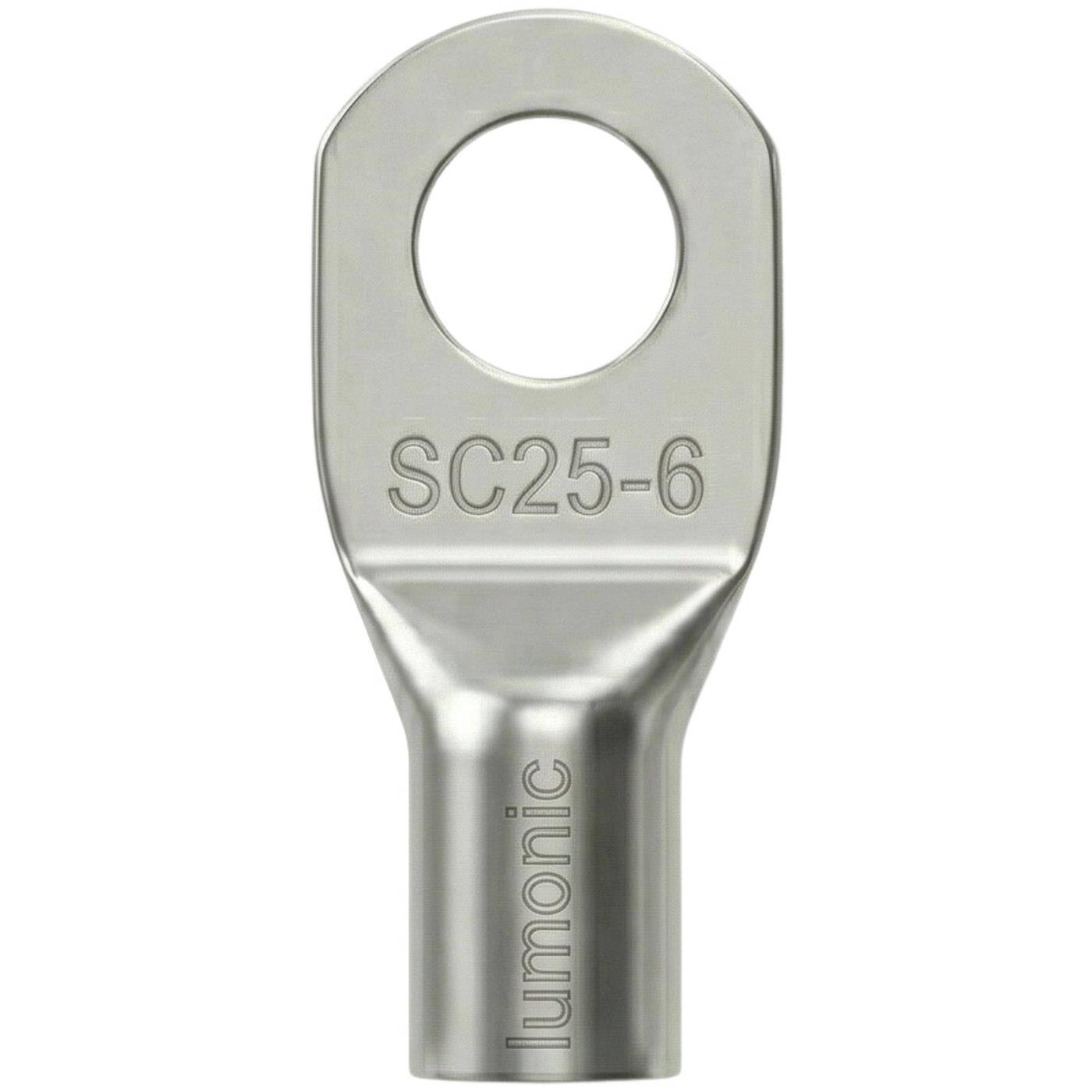 Lumonic 10x Tubular cable lug 25mm² blank | M6 | Tinned copper | Cable connection without soldering | SC25-6, Set of 10 crimp cable lugs, crimp connectors | Motor vehicle, mechanical engineering, motorhome, battery