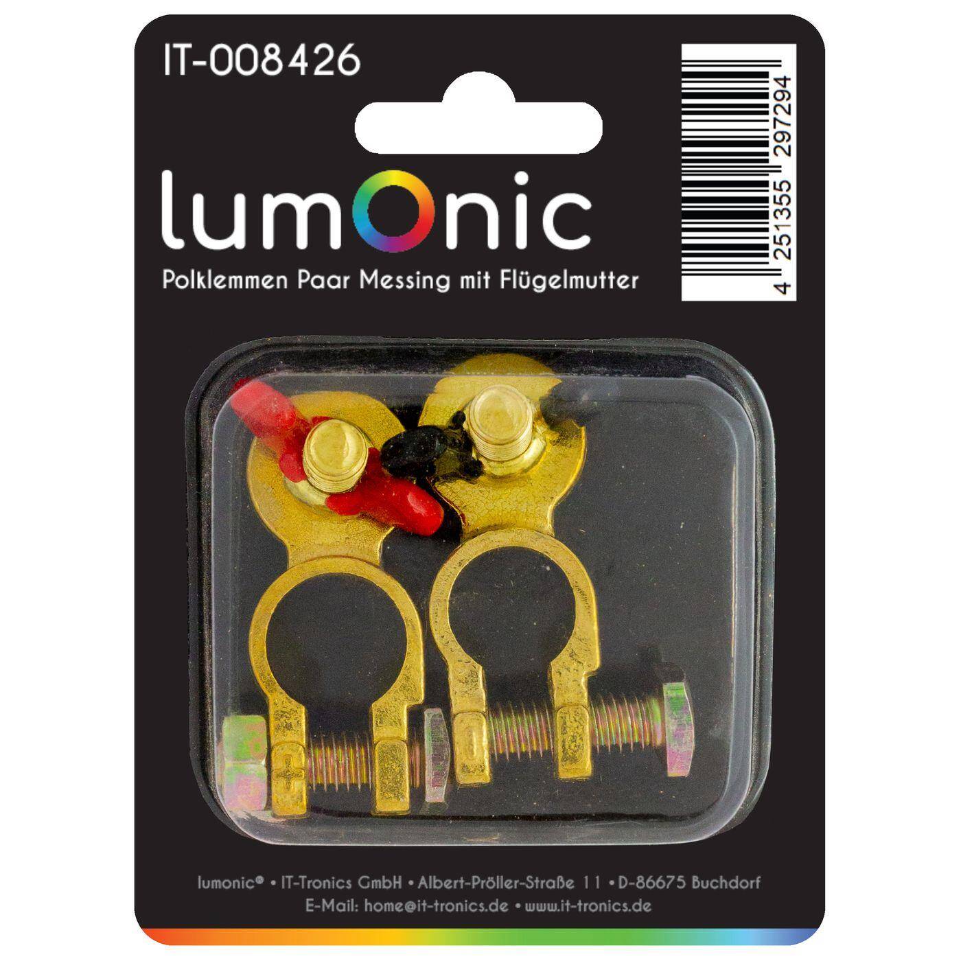 Pole terminals Pair 2 Piece with wing nut 12V 24V Brass Battery Plus Minus Car Truck Clamp