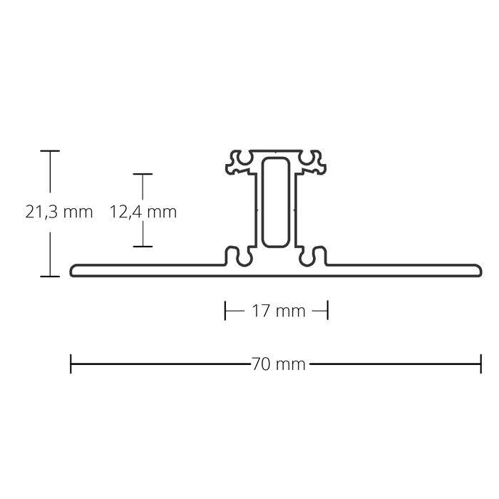 2m LED Profil PL13 Weiß 70x21,3mm Aluminium Leuchtenprofil für 2x 12mm LED Streifen