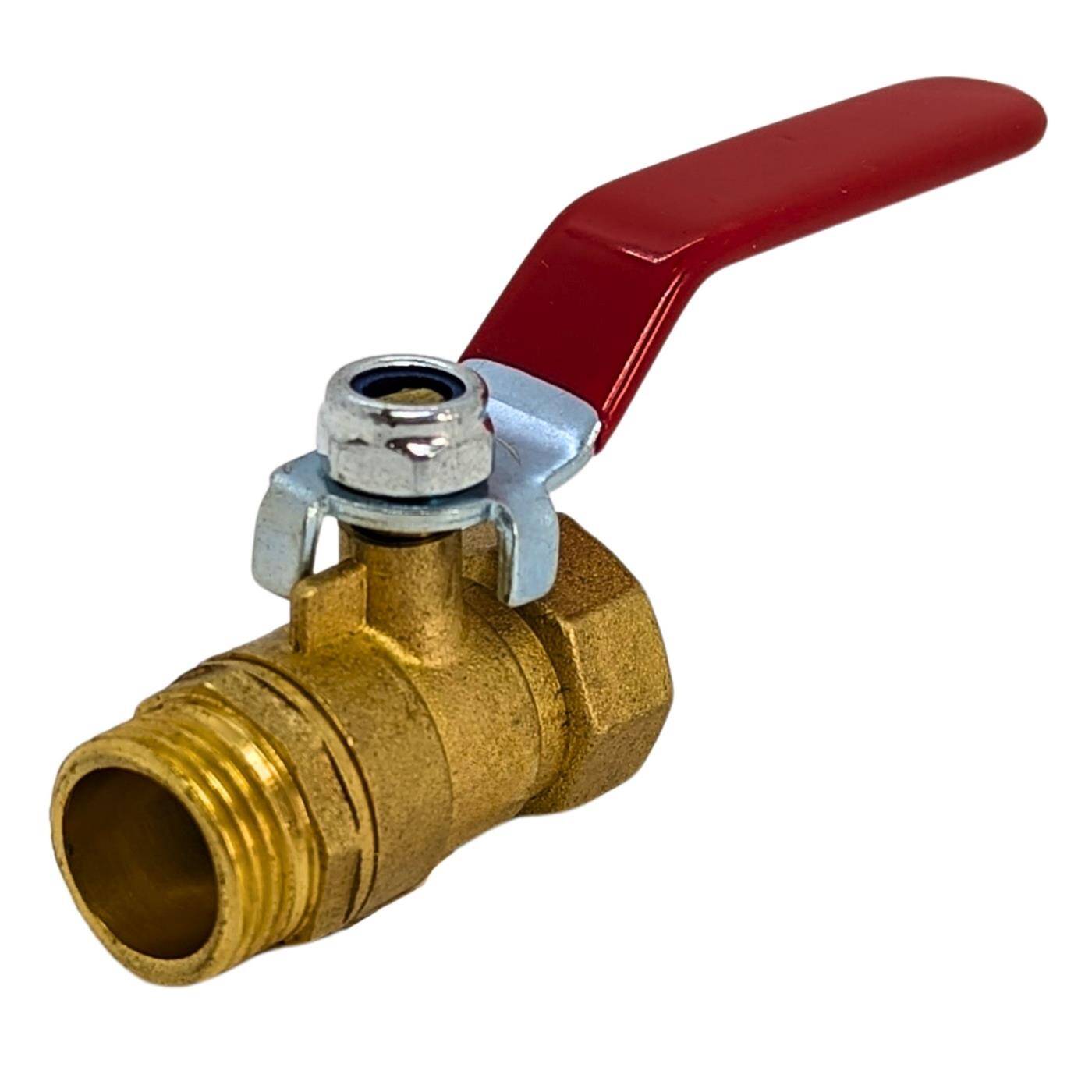 Ball valve round with lever handle 1/2 Customs Internal thread + External thread Corrosion-resistant brass Stopcock for compressed air Workshop Ball valve round with lever handle 1/2 Customs Internal thread + External thread Corrosion-resistant brass Stopcock for compressed air Workshop
