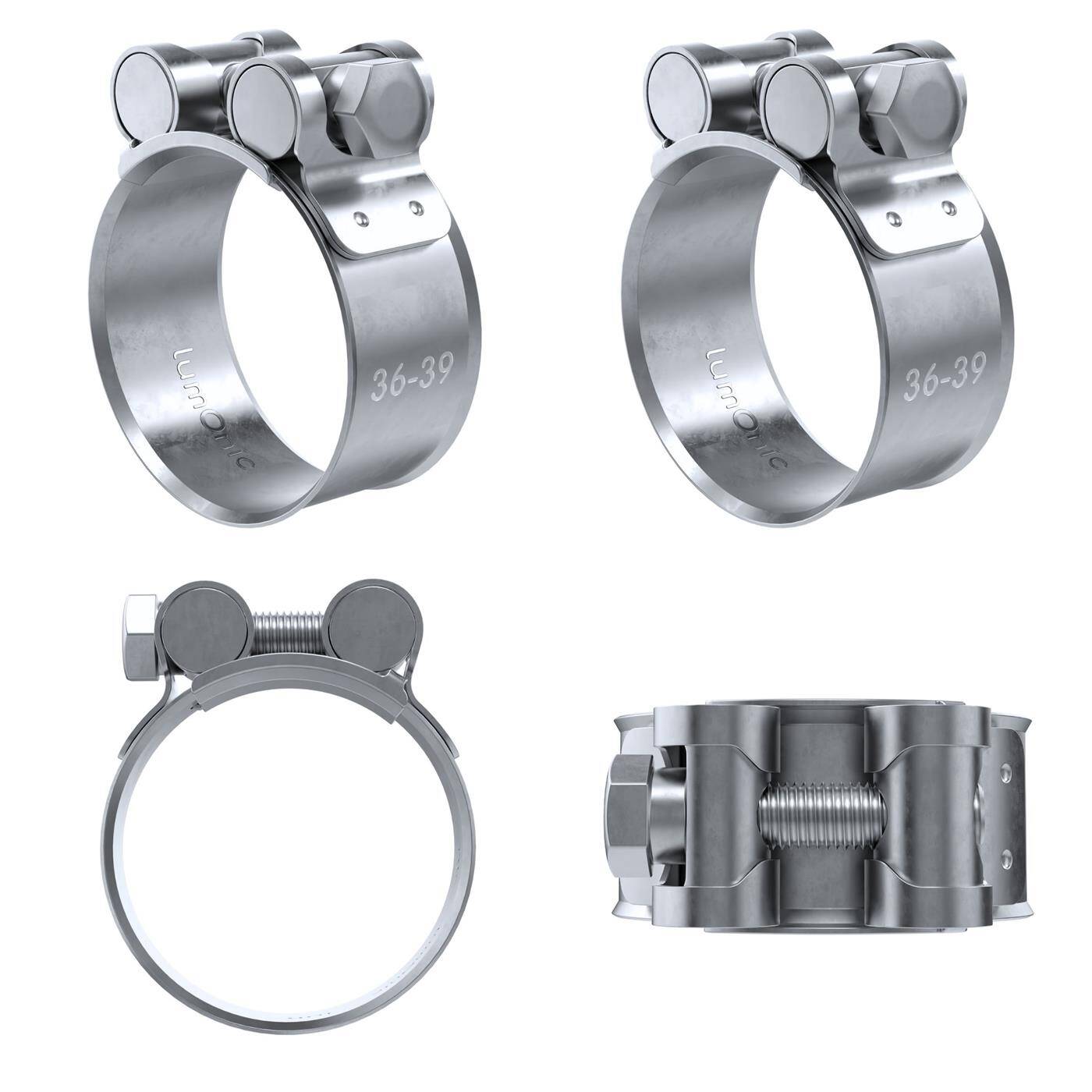 4x Lumonic Gelenkbolzenschelle 36-39mm  Auspuffschelle für Bau PKW LKW