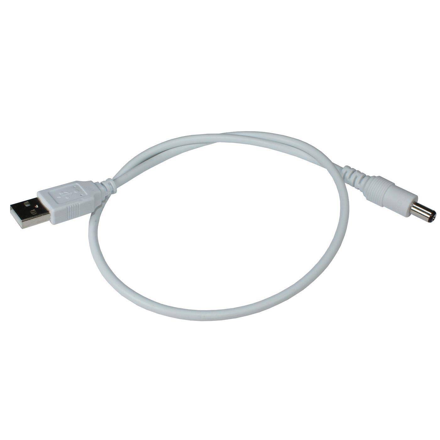 USB Kabel -> DC Stecker 50cm USB A + DC Stecker 5,5/2,1mm Weiß USB Kabel -> DC Stecker 50cm USB A + DC Stecker 5,5/2,1mm Weiß