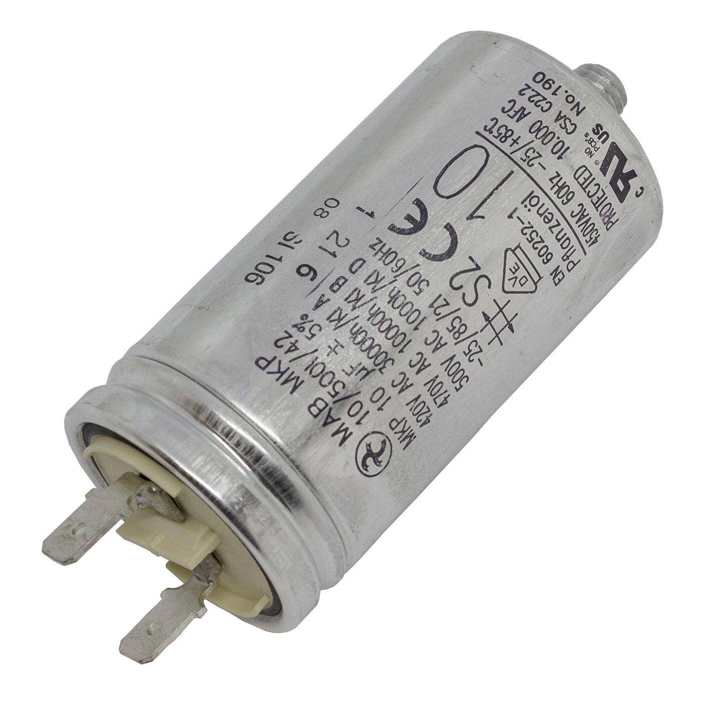 Lumonic Anlaufkondensator Hydra MKP-500 10-A inkl. Stecker 6,3x0,8mm | Motorkondensator 10µF 470V 35x68mm I Kondensator mit hochwertigem Metallgehäuse