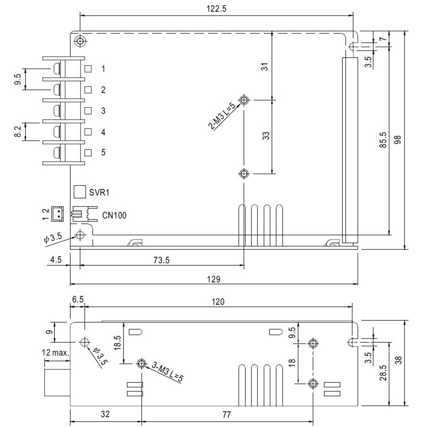 HRP-75-12 75W 12V 6,3A Industrielles Netzteil