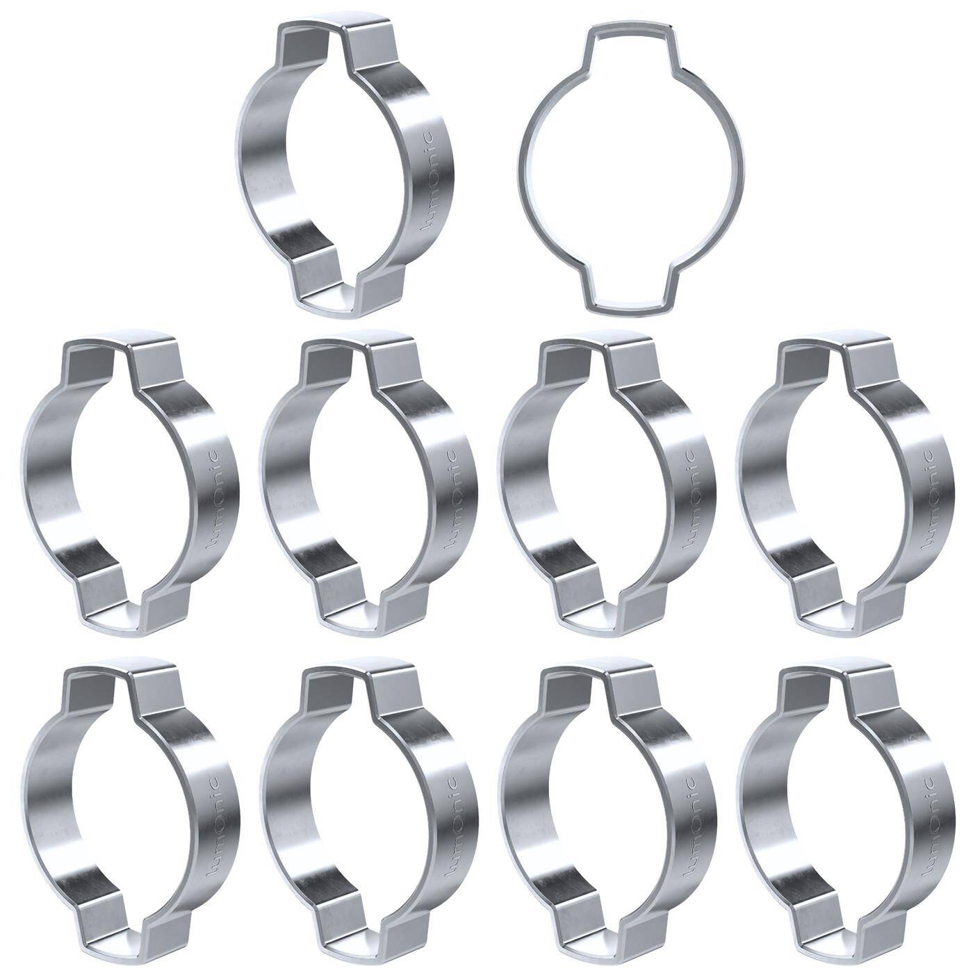 Lumonic I 10x 2-ear clip 25-28mm I Steel Galvanised I Two-ear clamp I Hose clamp I for Compressed air, Pipe systems, Garden, CAR