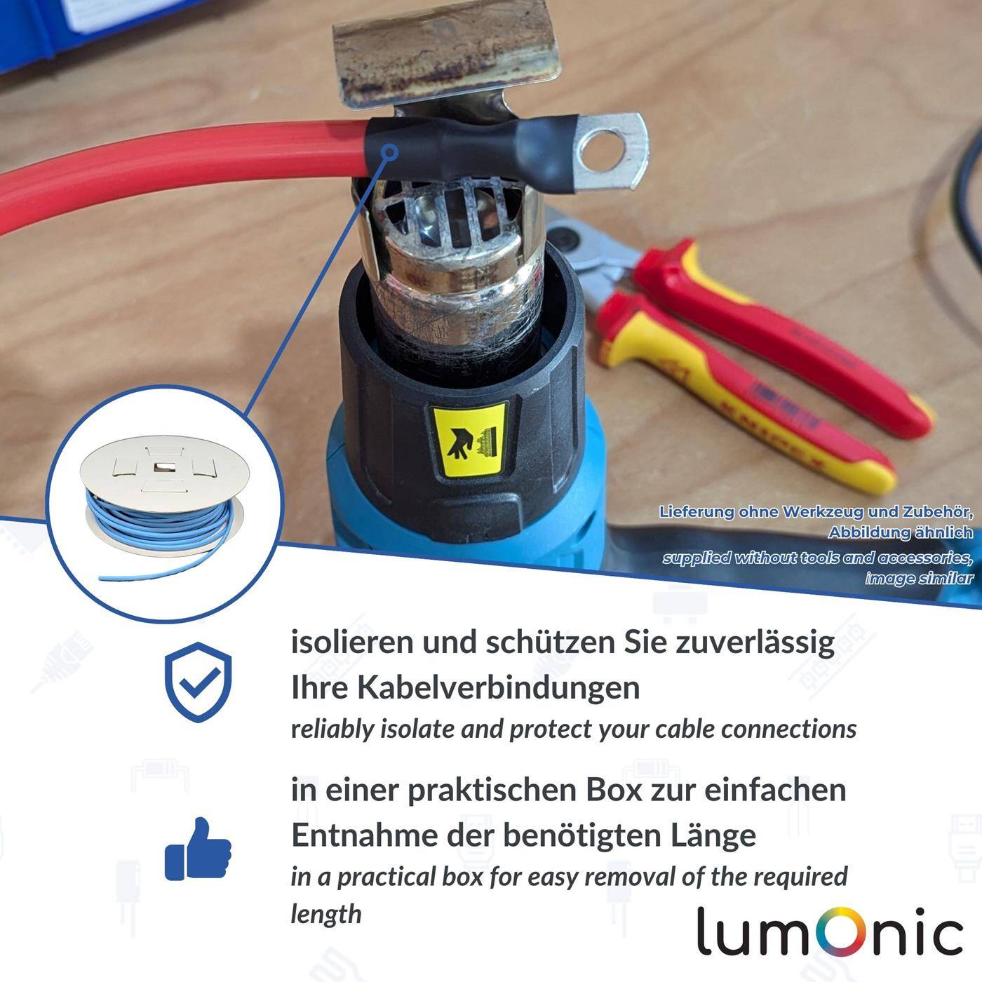 Lumonic 10m Schrumpfschlauch Box 3:1 Gelb - Hier von: 3mm auf 1mm - Dickwandiger Schrumfpschlauch in verschiedenen Größen