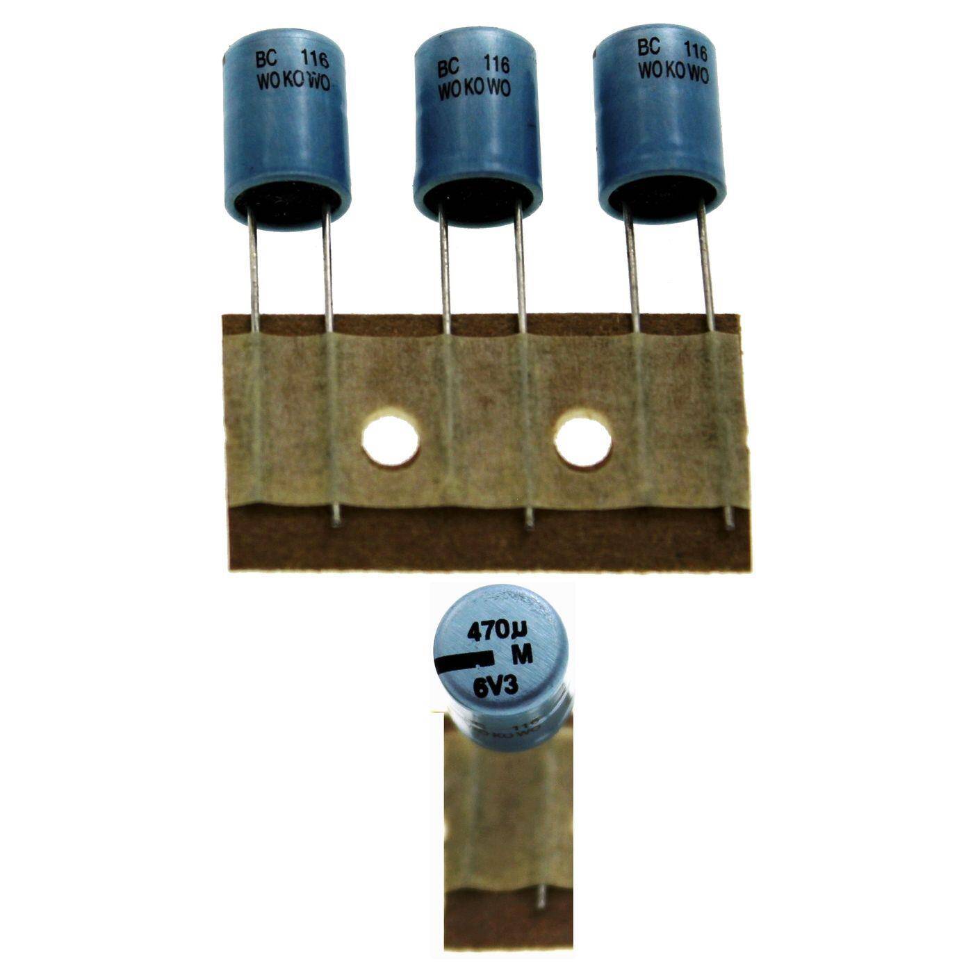 Elko Capacitor Radial 470µF 6,3V | Electrolytic capacitor up to a temperature of 105°C | 8x11mm | 470uF 222211633471 Vishay